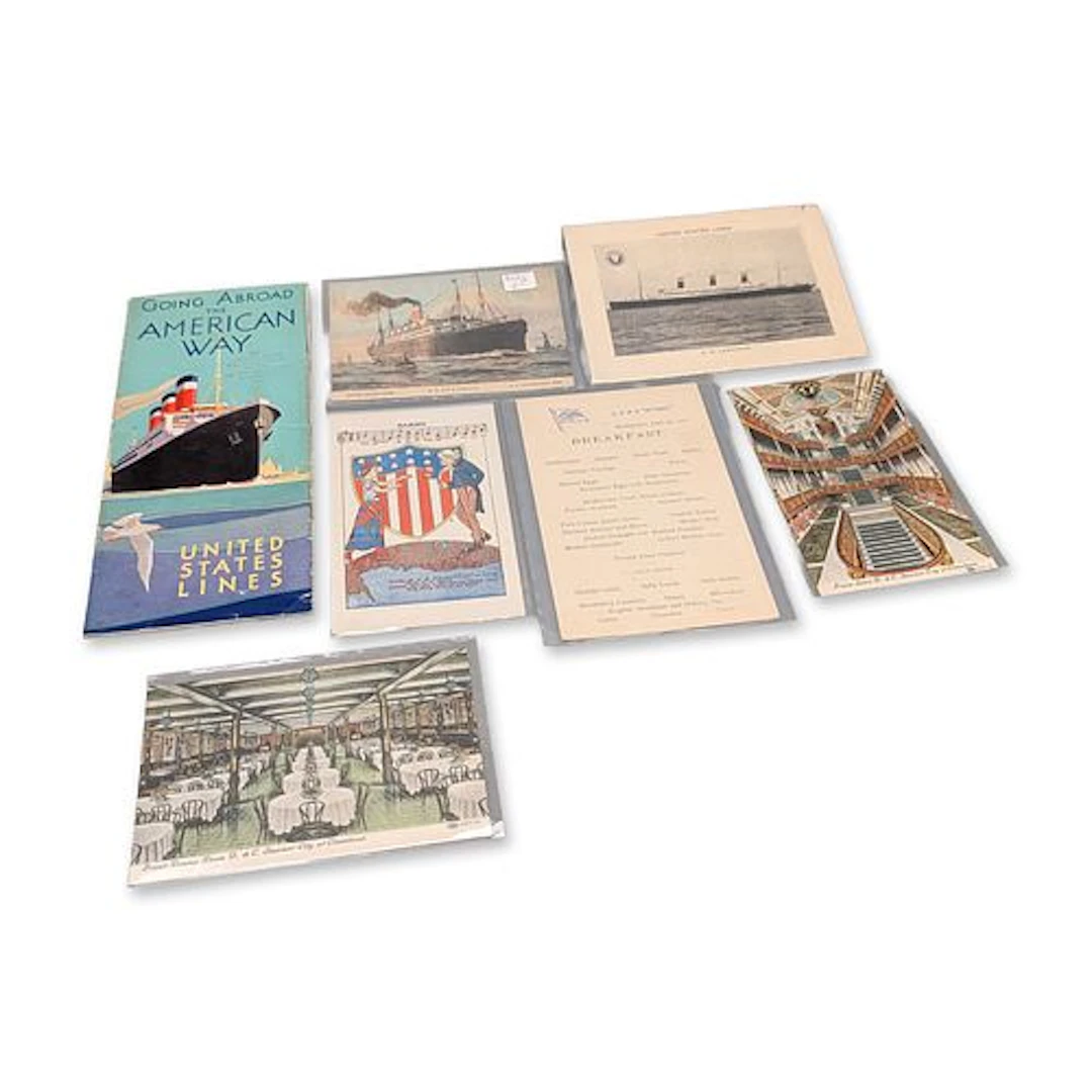 7pc United States Lines and Maritime Ephemera Collection