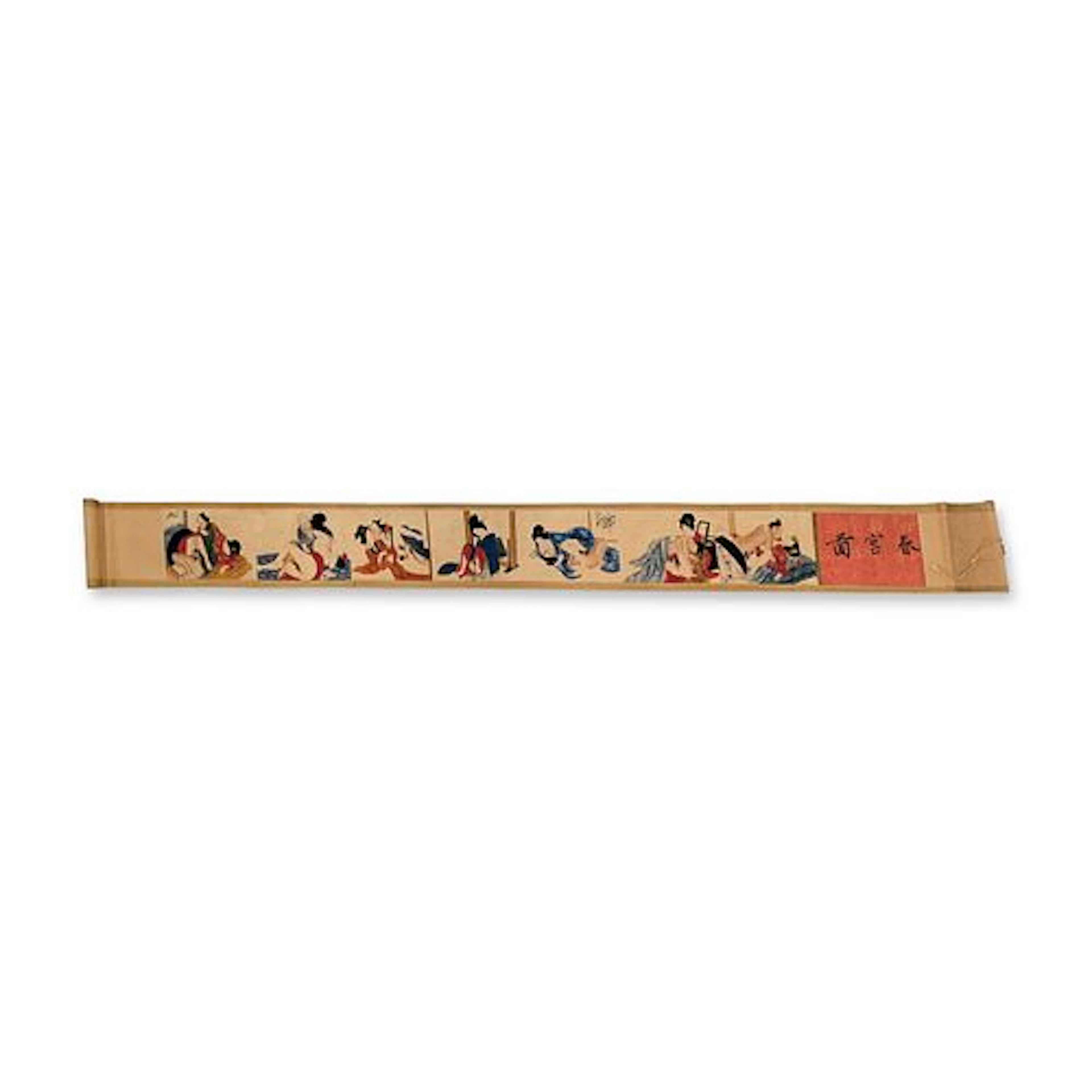 Japanese Shunga Handscroll with Seven Erotic Scenes