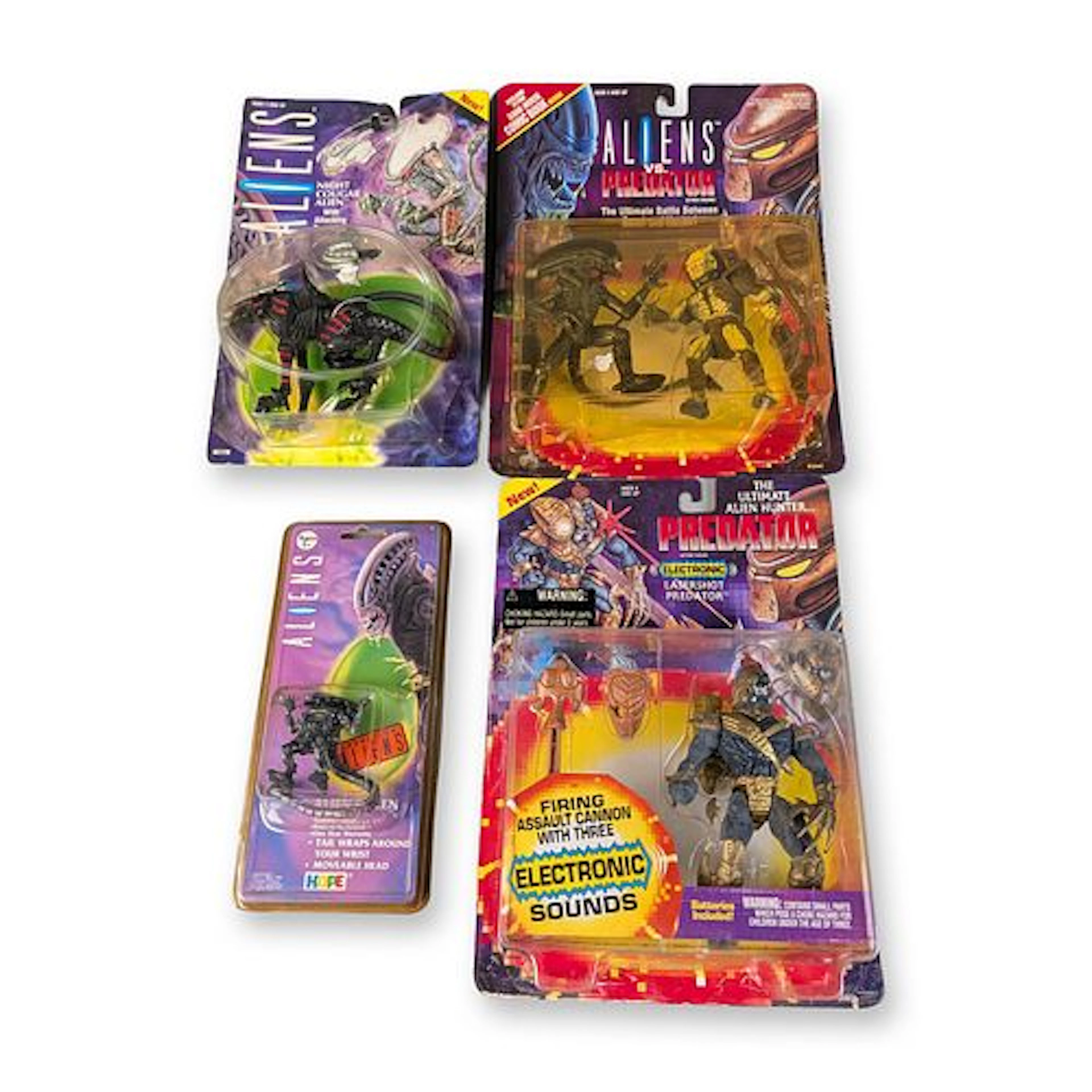 4pc Kenner and Hope Ind. Aliens and Predator Action Figure and Watch Collection