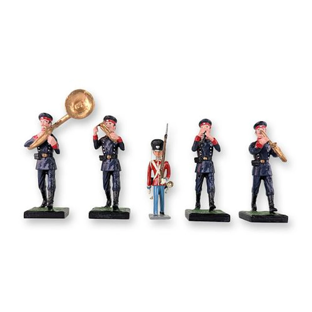 5pc Alymer Hand Painted Metal Military Musician and Infantryman Figurines