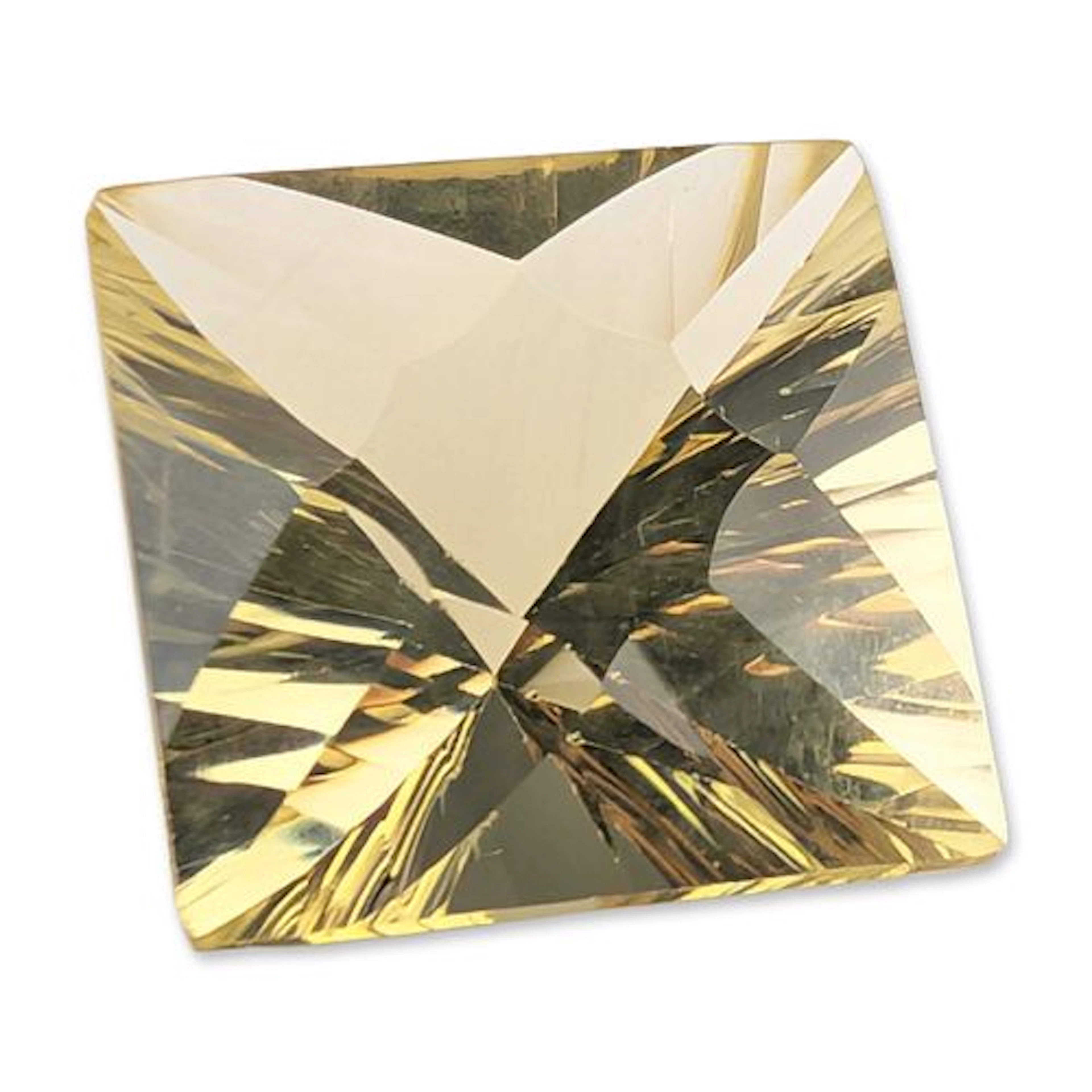 Pale Yellow Square Fantasy Cut Gemstone