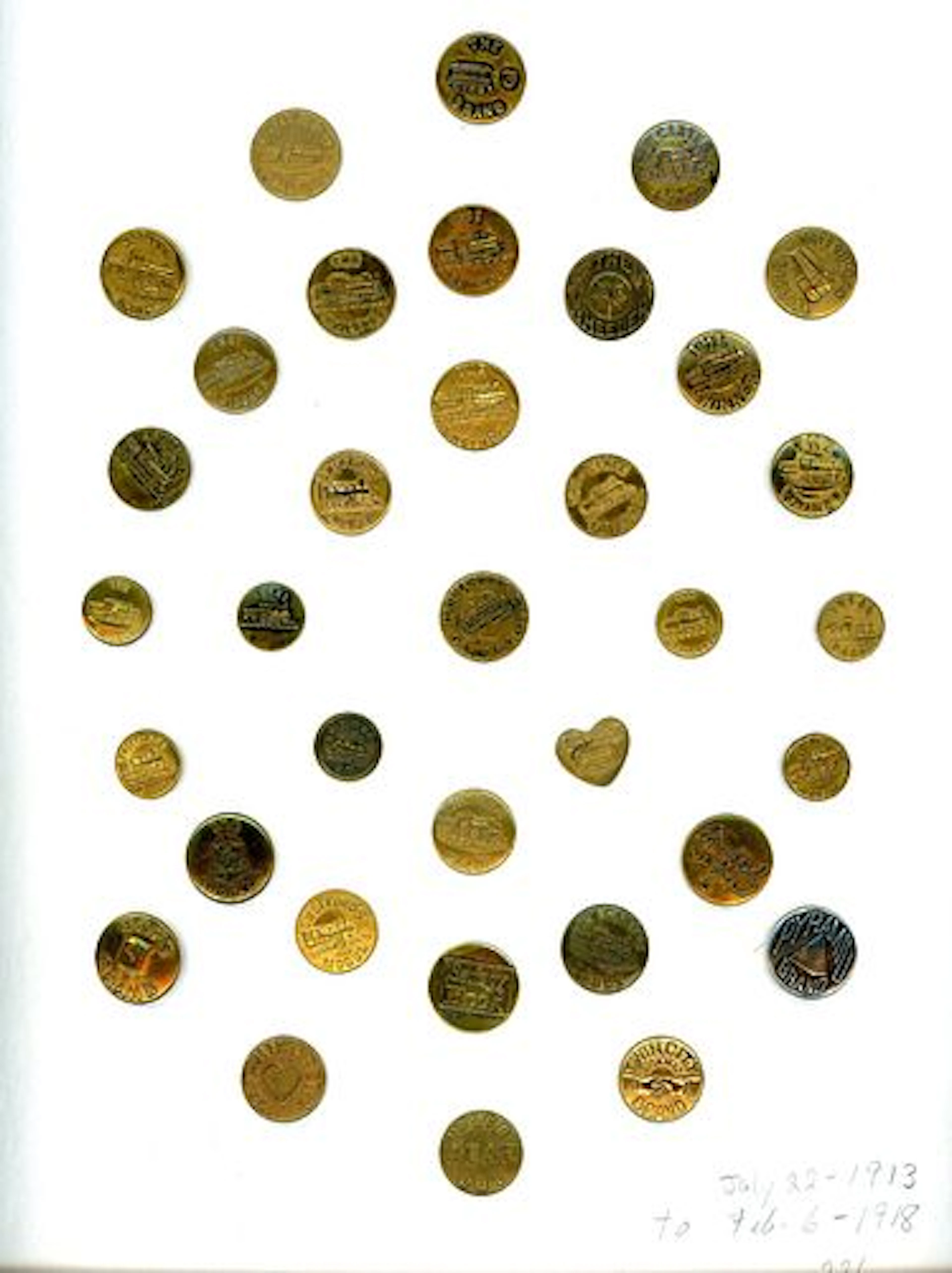 A CARD OF DIVISION ONE OVERALL BUTTONS