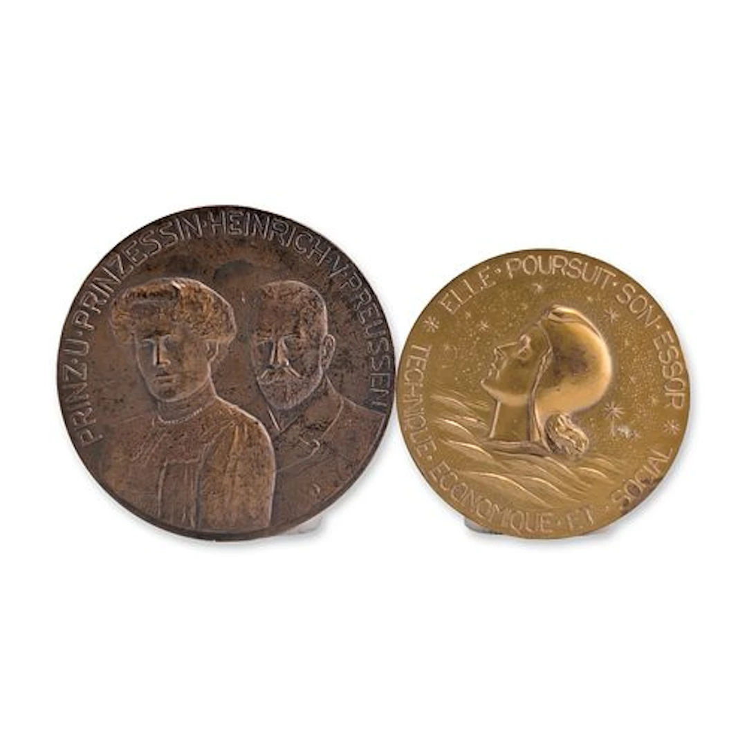 2pc German and French Maritime Commemorative Bronze Medals