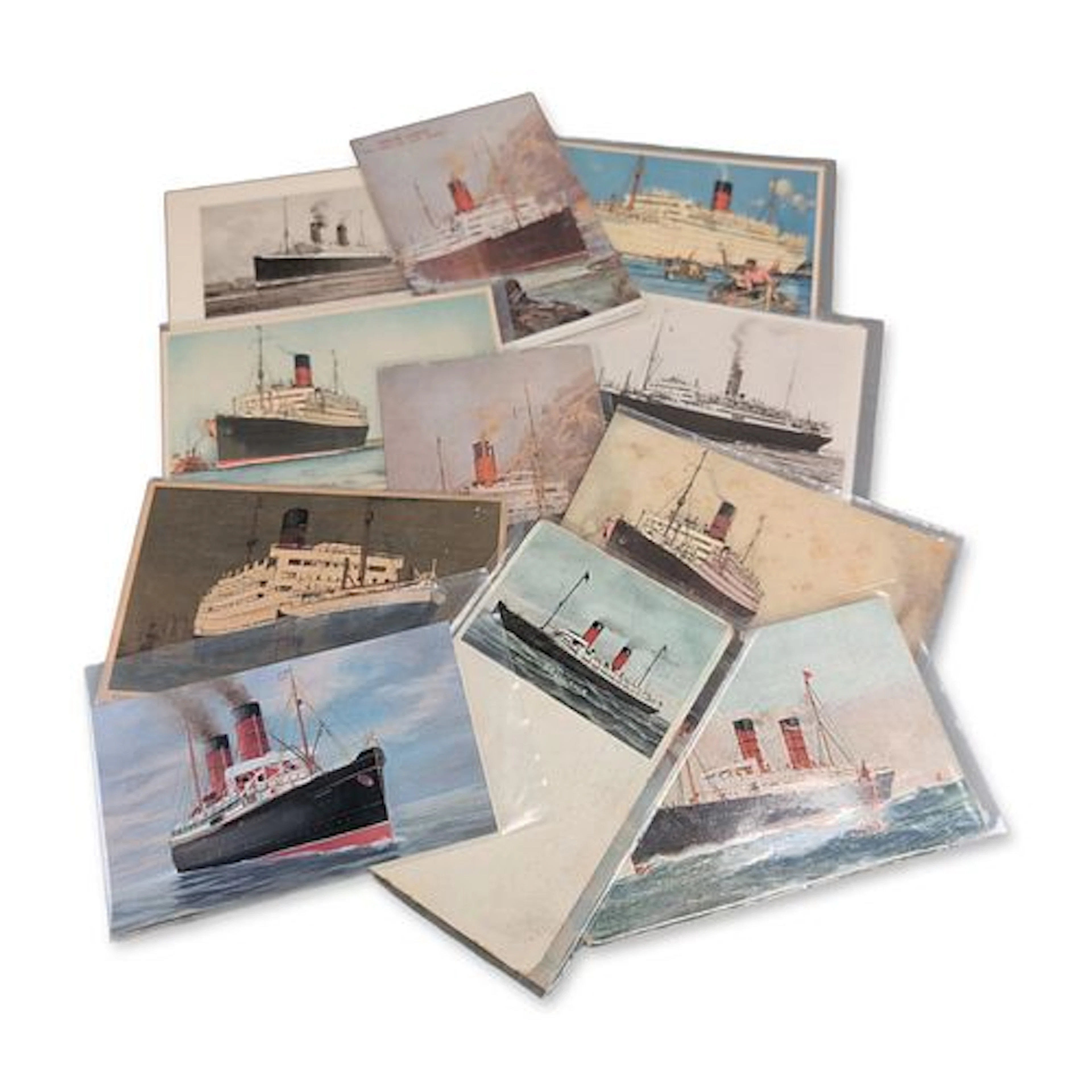 11pc Vintage Cunard and White Star Line Postcards
