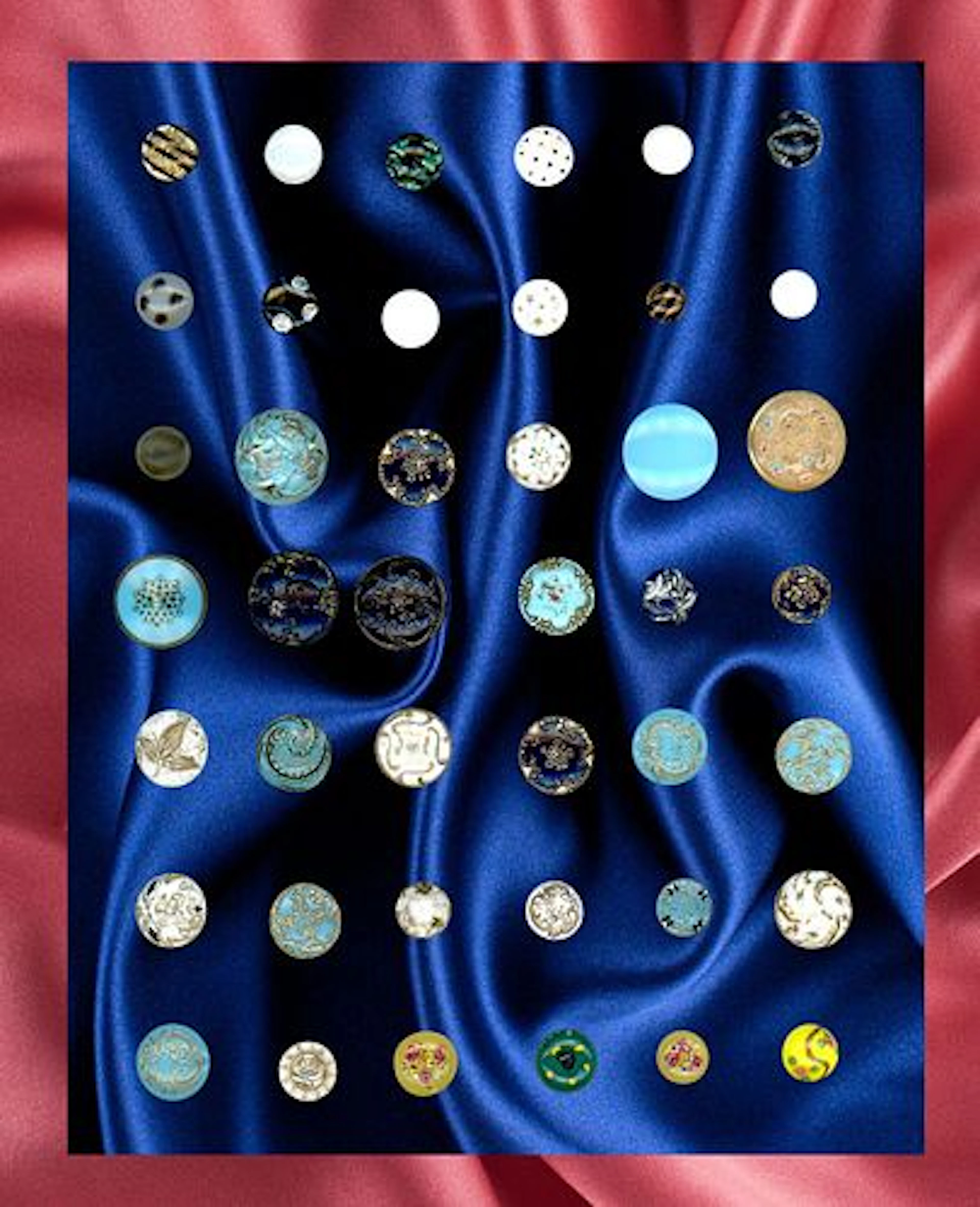 A CARD OF DIVISION ONE ASSORTED GLASS BUTTONS