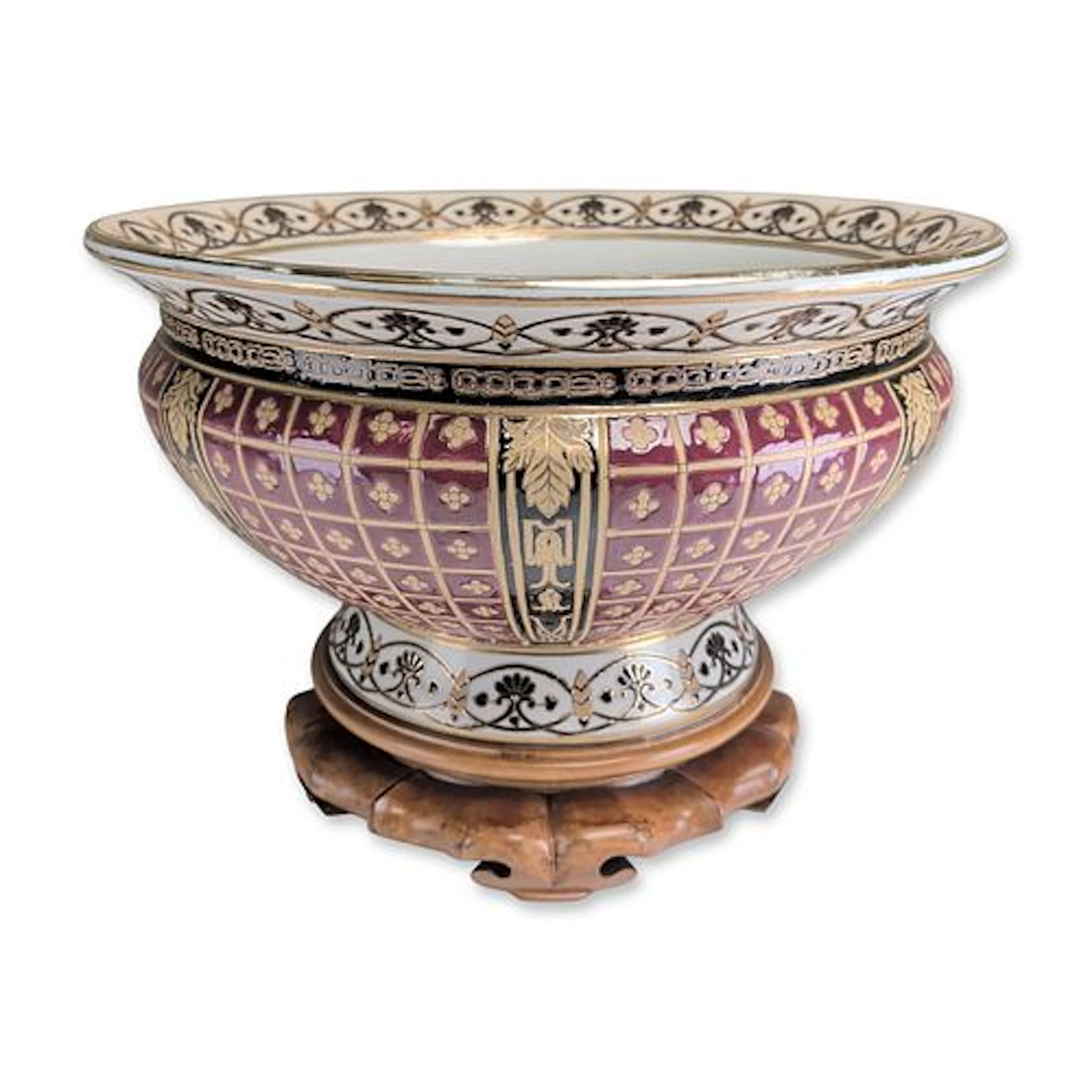 Oriental Accent Porcelain Centerpiece Footed Bowl with Stand