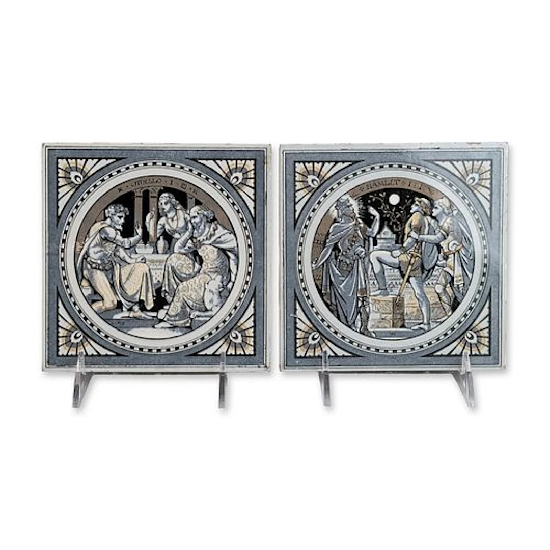 Pair of Minton John Moyr Smith Shakespearean Ceramic Tiles