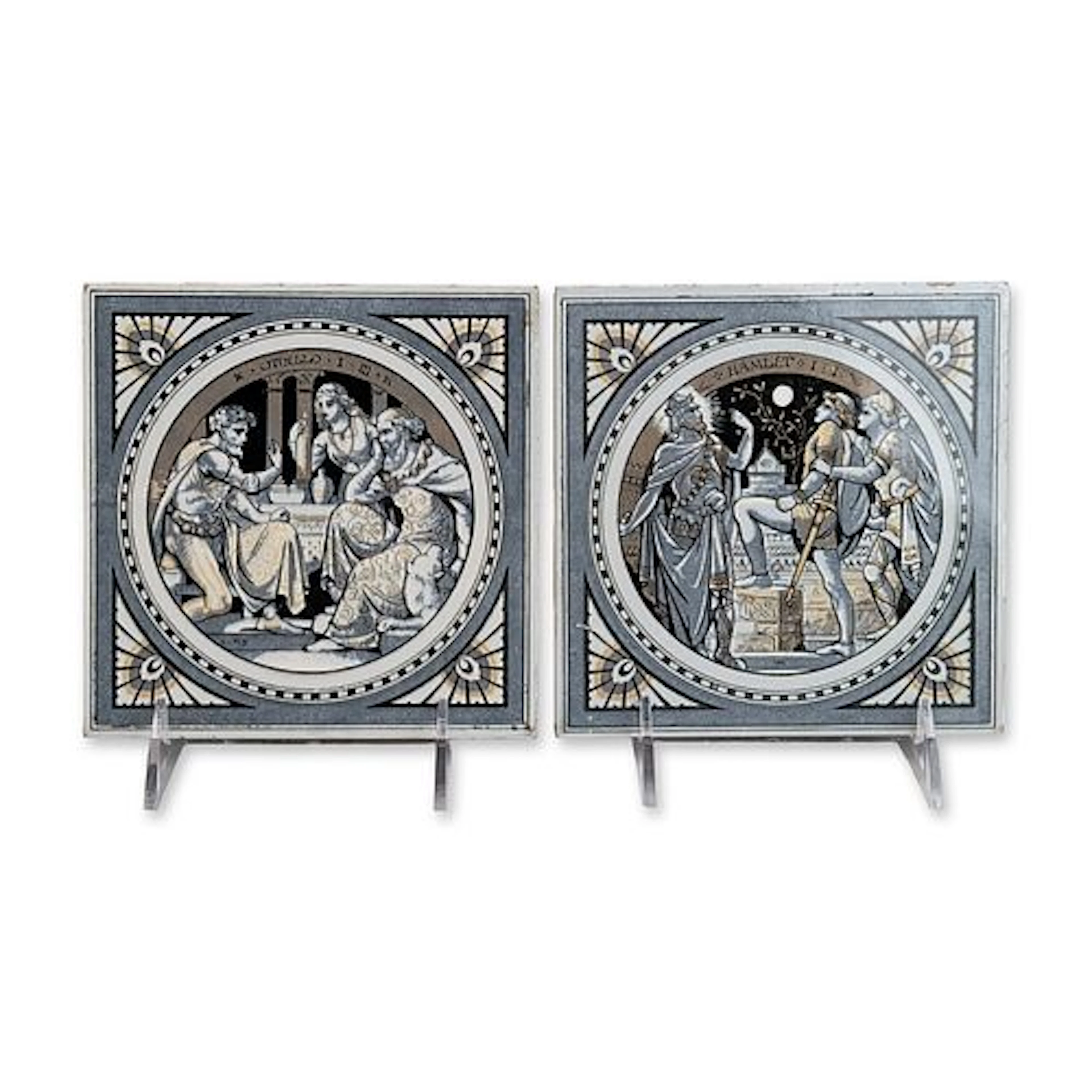 Pair of Minton John Moyr Smith Shakespearean Ceramic Tiles