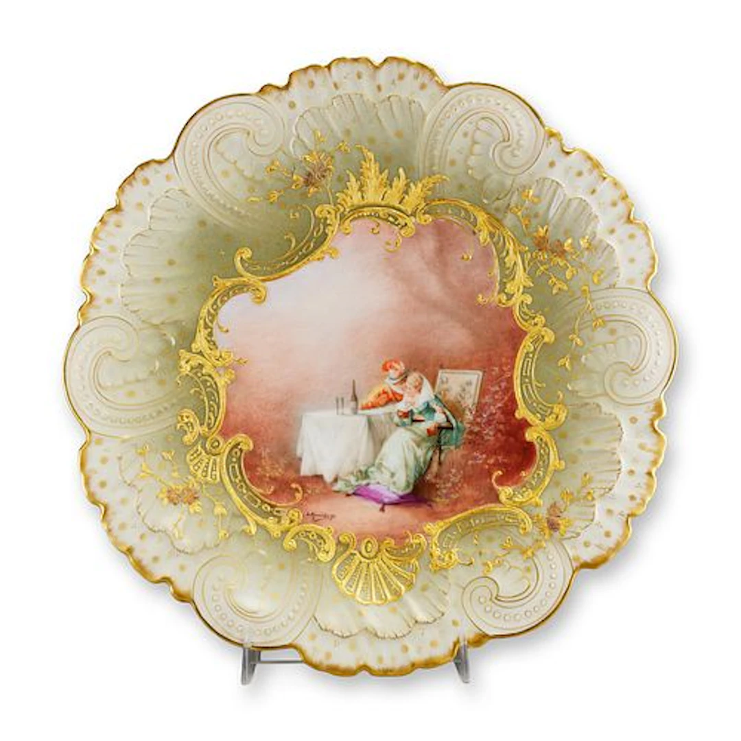 Mansard Paris Belle Epoque Hand-Painted Rococo Revival Cabinet Plate