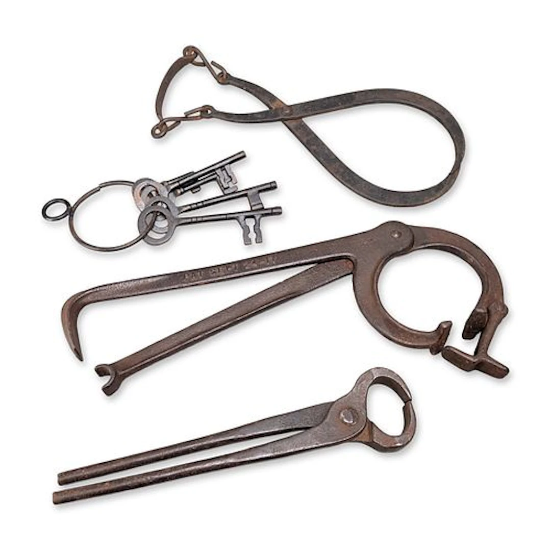 4pc Antique Iron Hardware and Tools