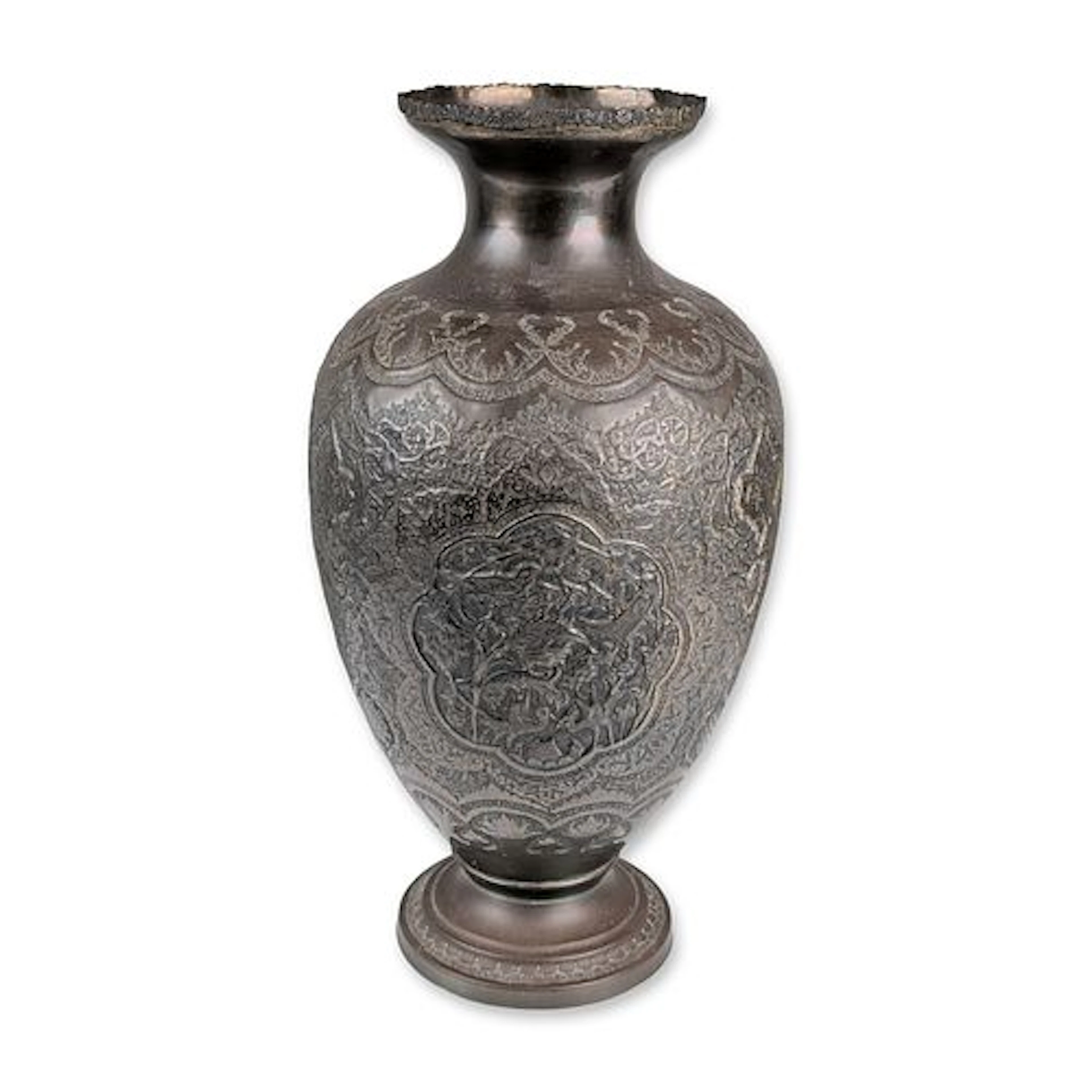 Qajar Copper Hand Etched Vase