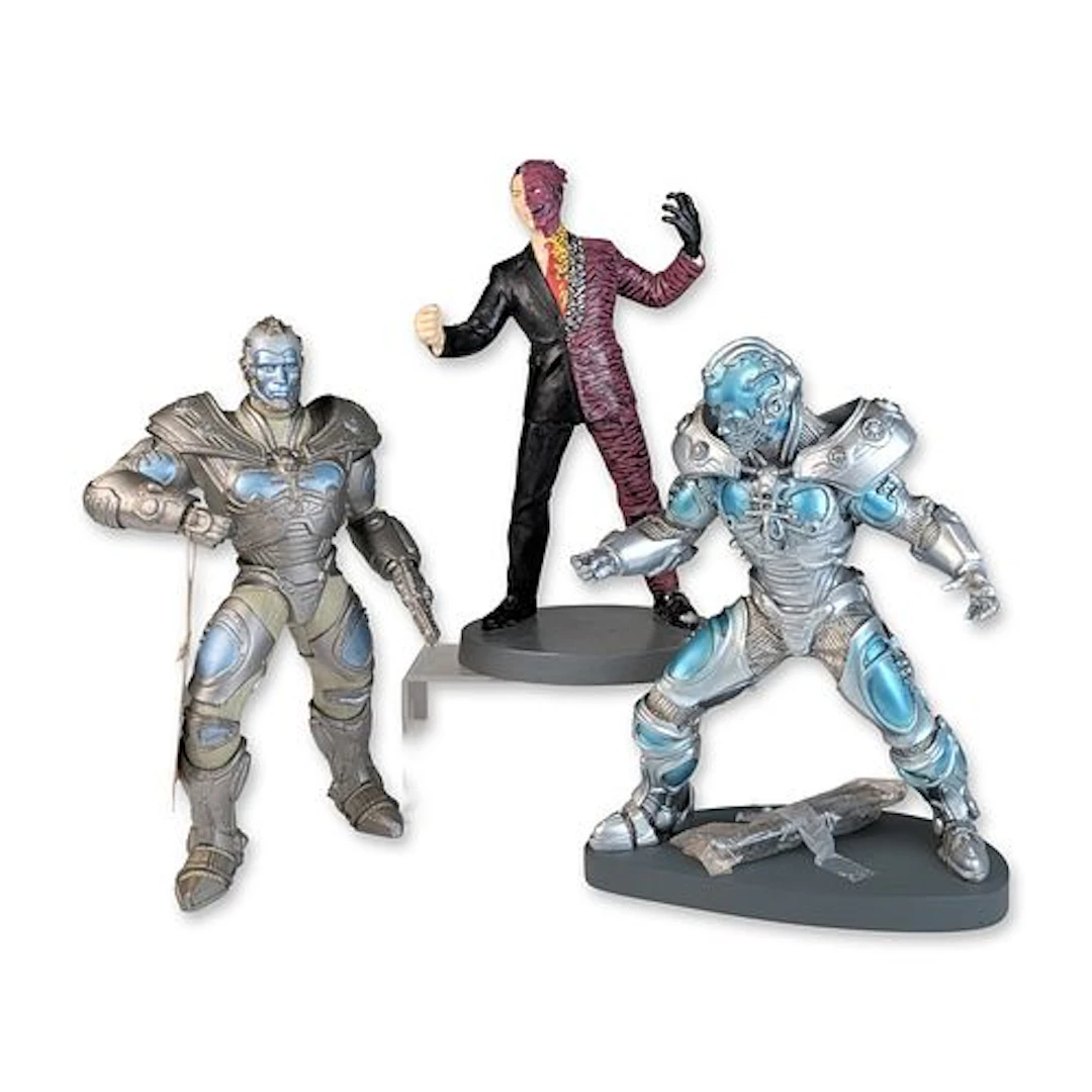 3pc Warner Bros. Batman & Robin Character Figures, Two Face & Mr. Freeze