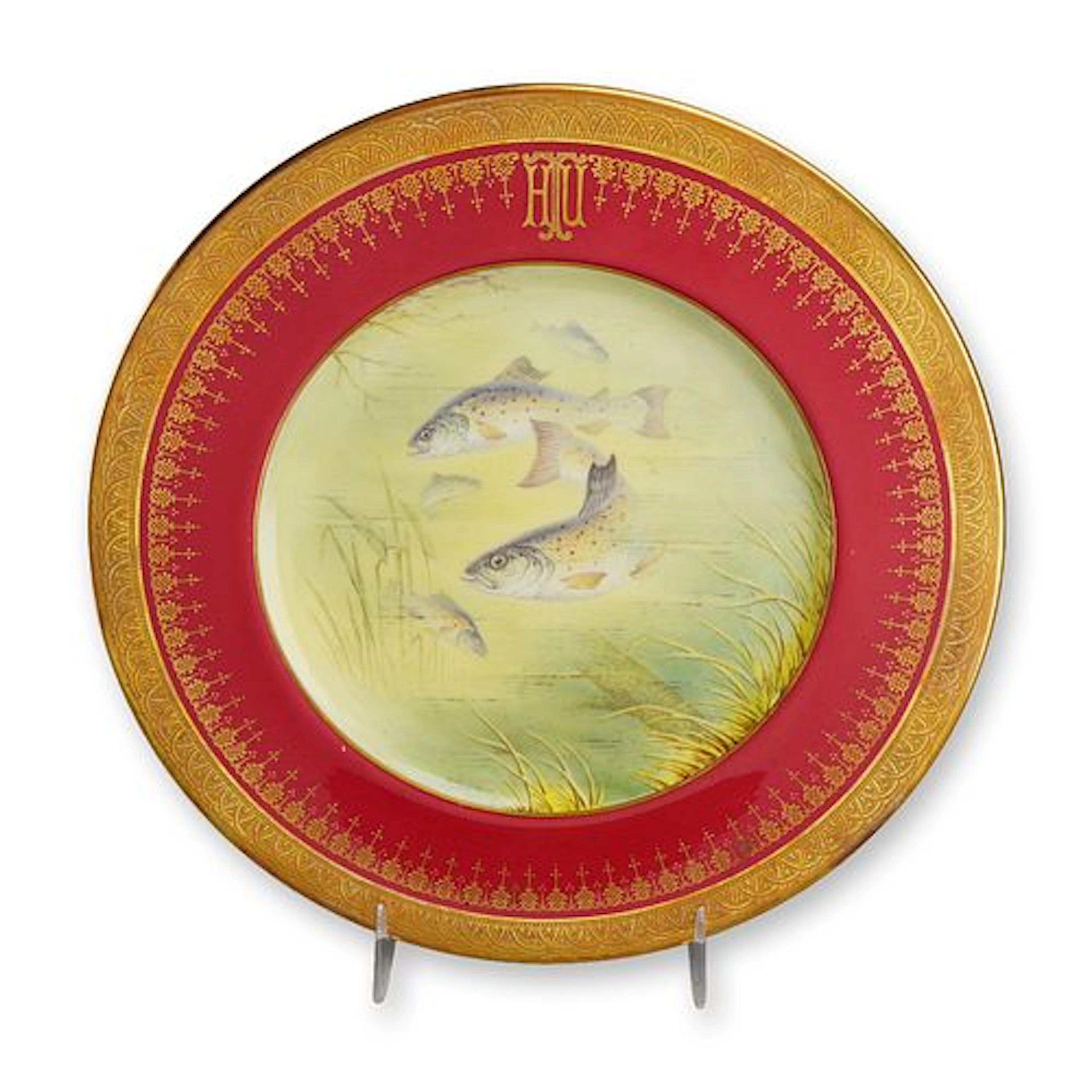 Coalport Porcelain Cabinet Plate with Hand-Painted Fish Study