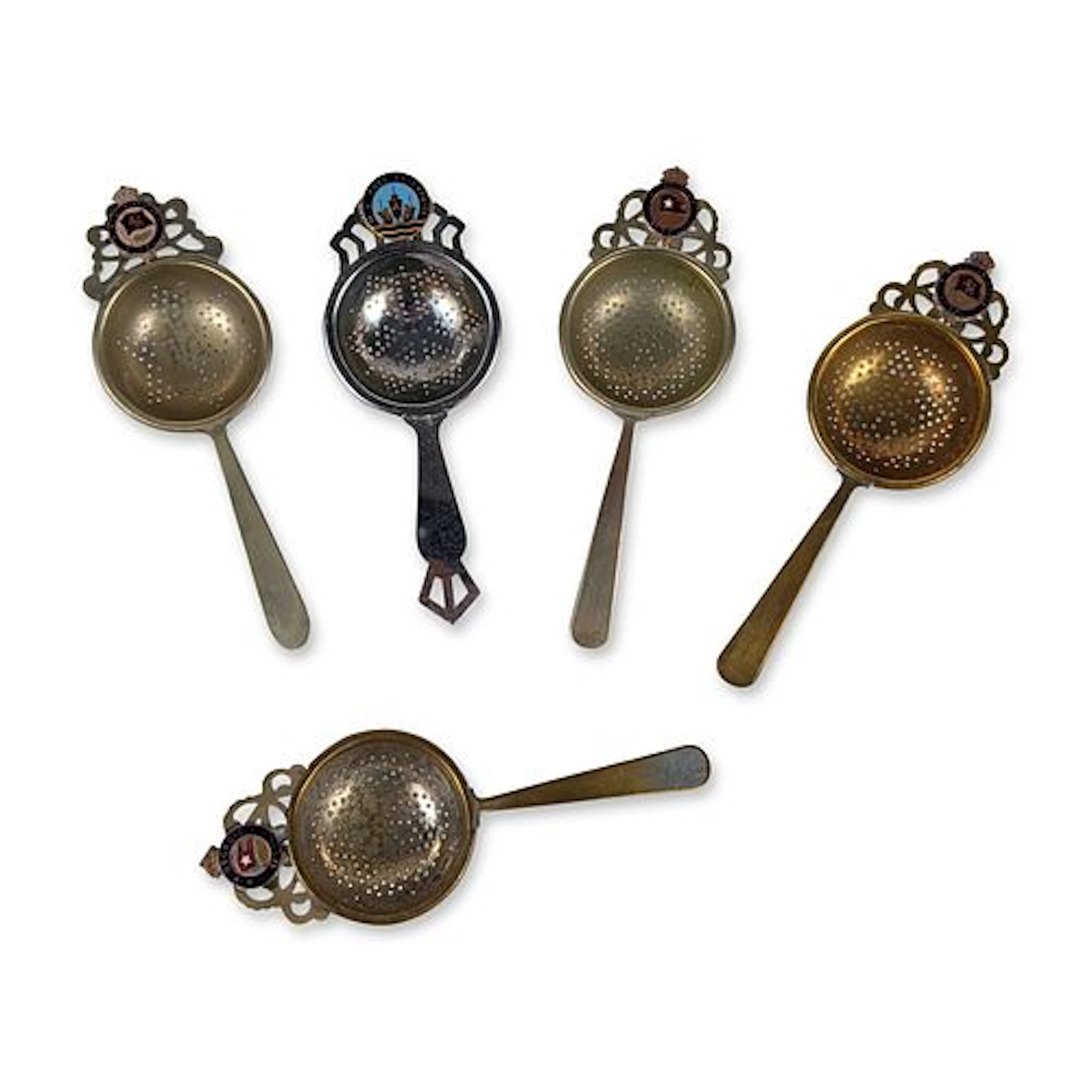 5pc Vintage Ocean Liner Souvenir Tea Strainers