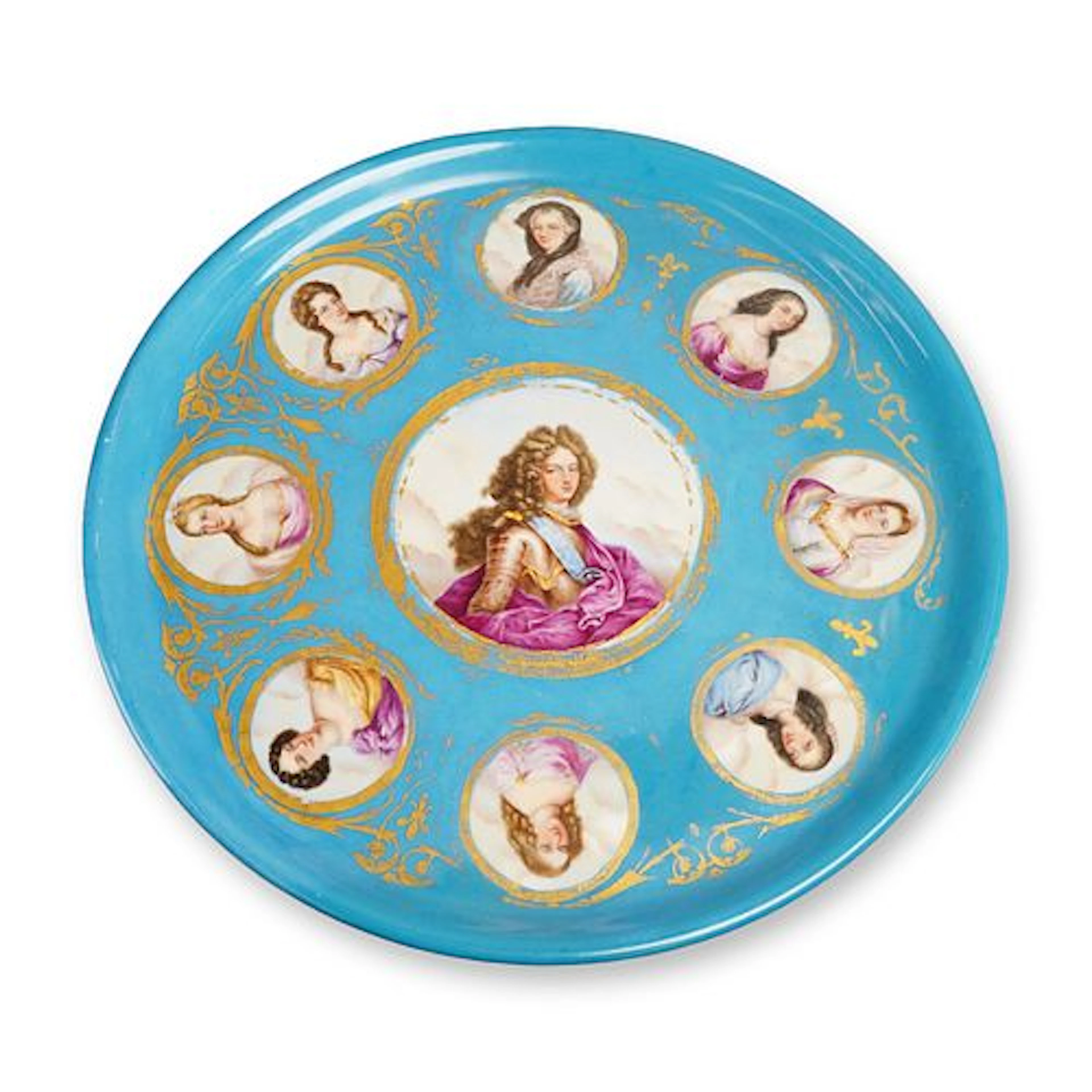 Large European Porcelain Plate, 19th Century, Bearing Sevres Marks