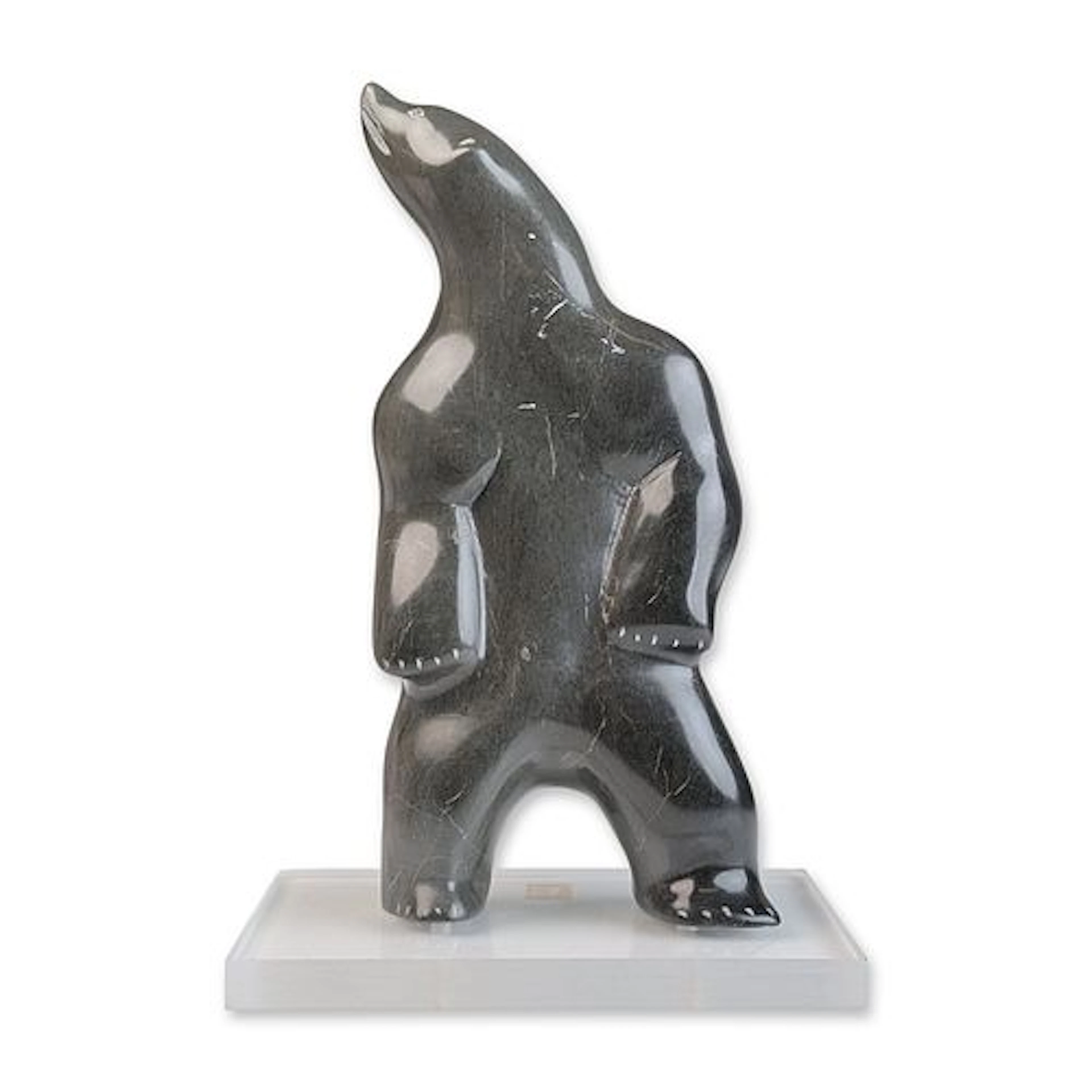 Inuit Soapstone Polar Bear Sculpture on Acrylic Base