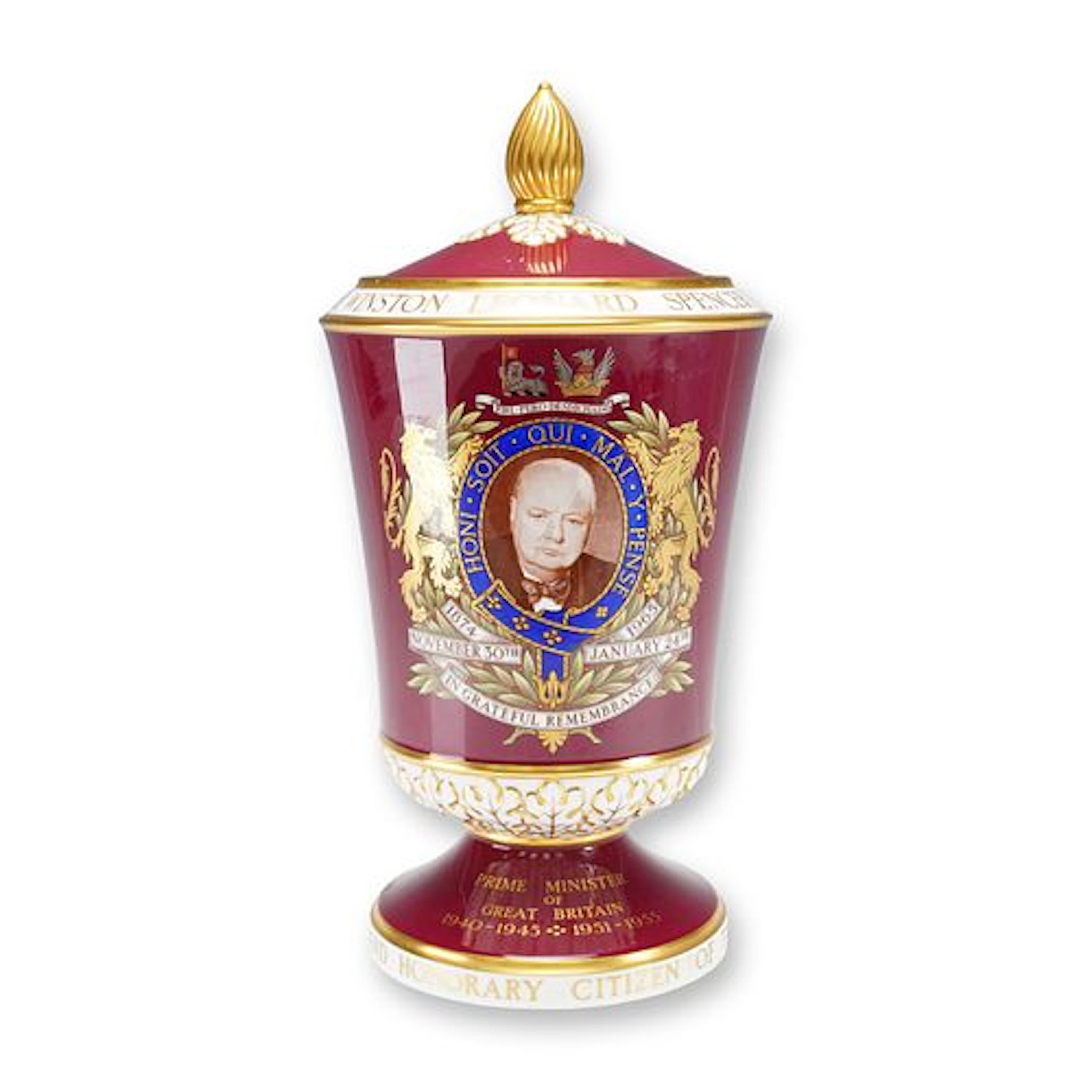 Spode Porcelain Commemorative Vase and Lid, Sir Winston Churchill