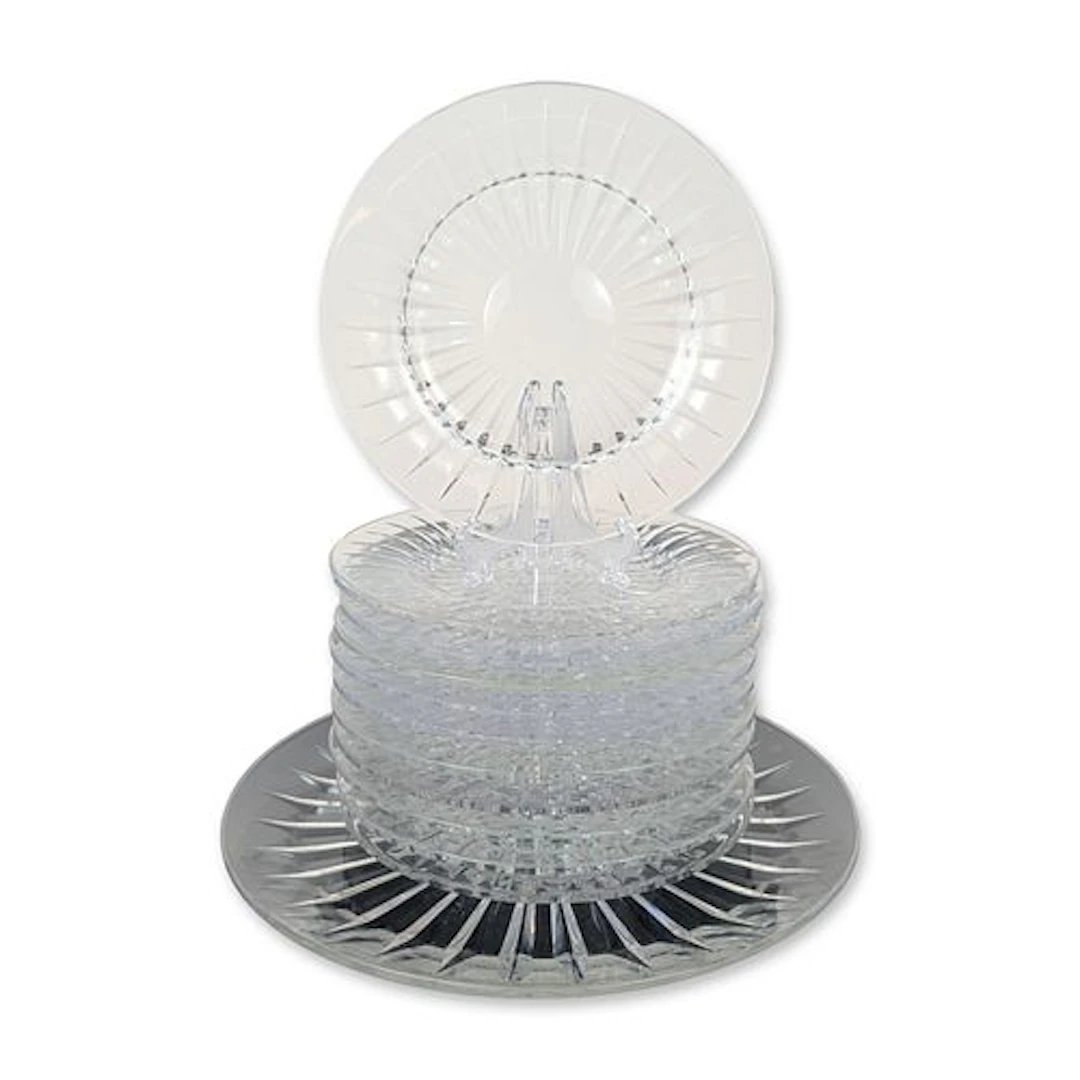 12pc Val Saint Lambert Balmoral Pattern Clear Crystal Plates