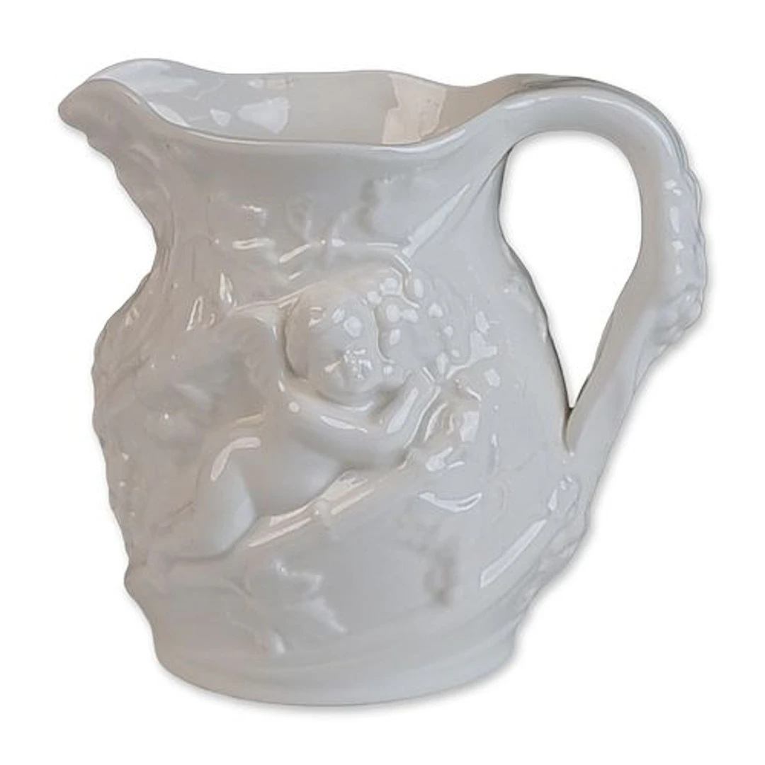 Minton White Bone China Cherub Relief Pitcher
