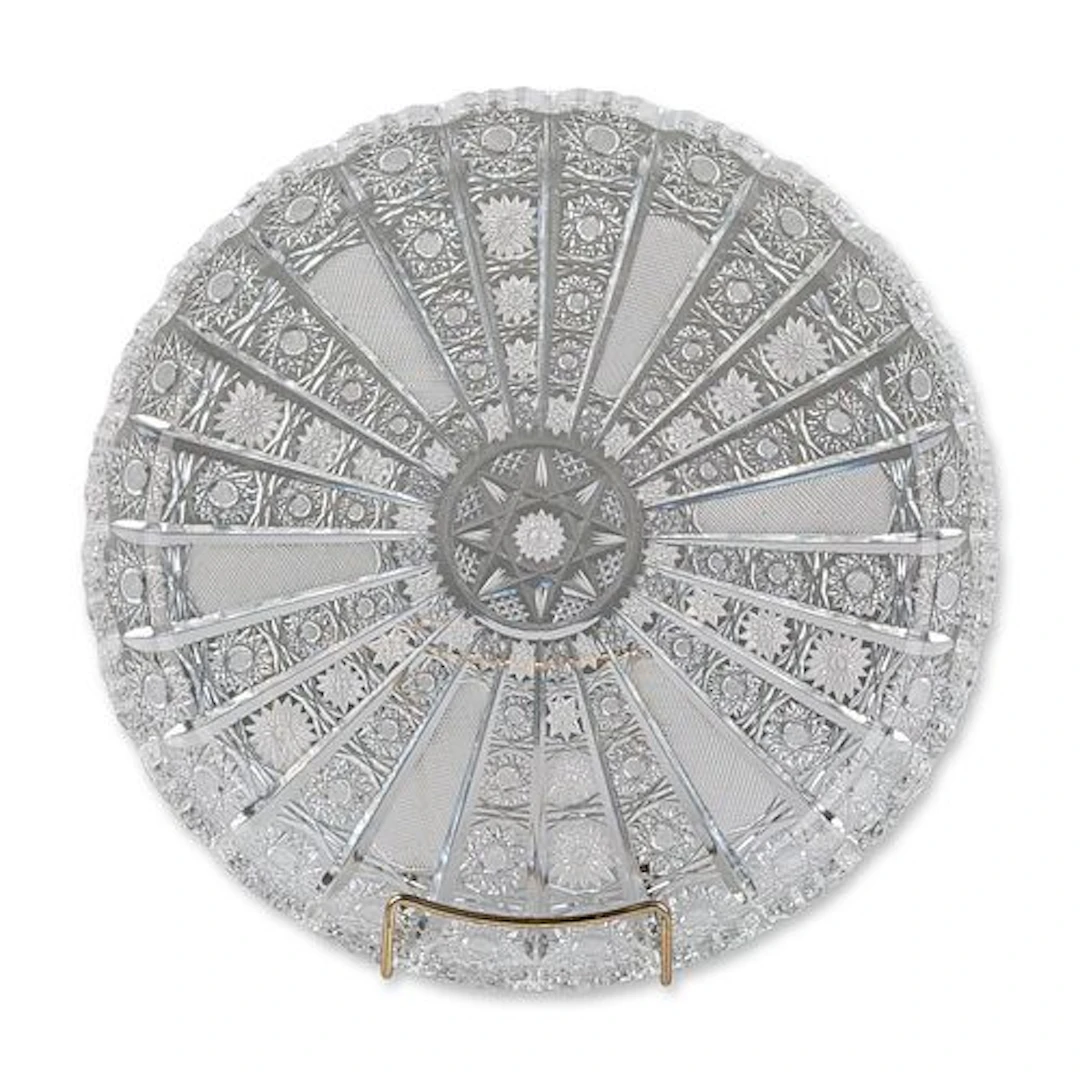 American Brilliant Style Cut Glass Platter