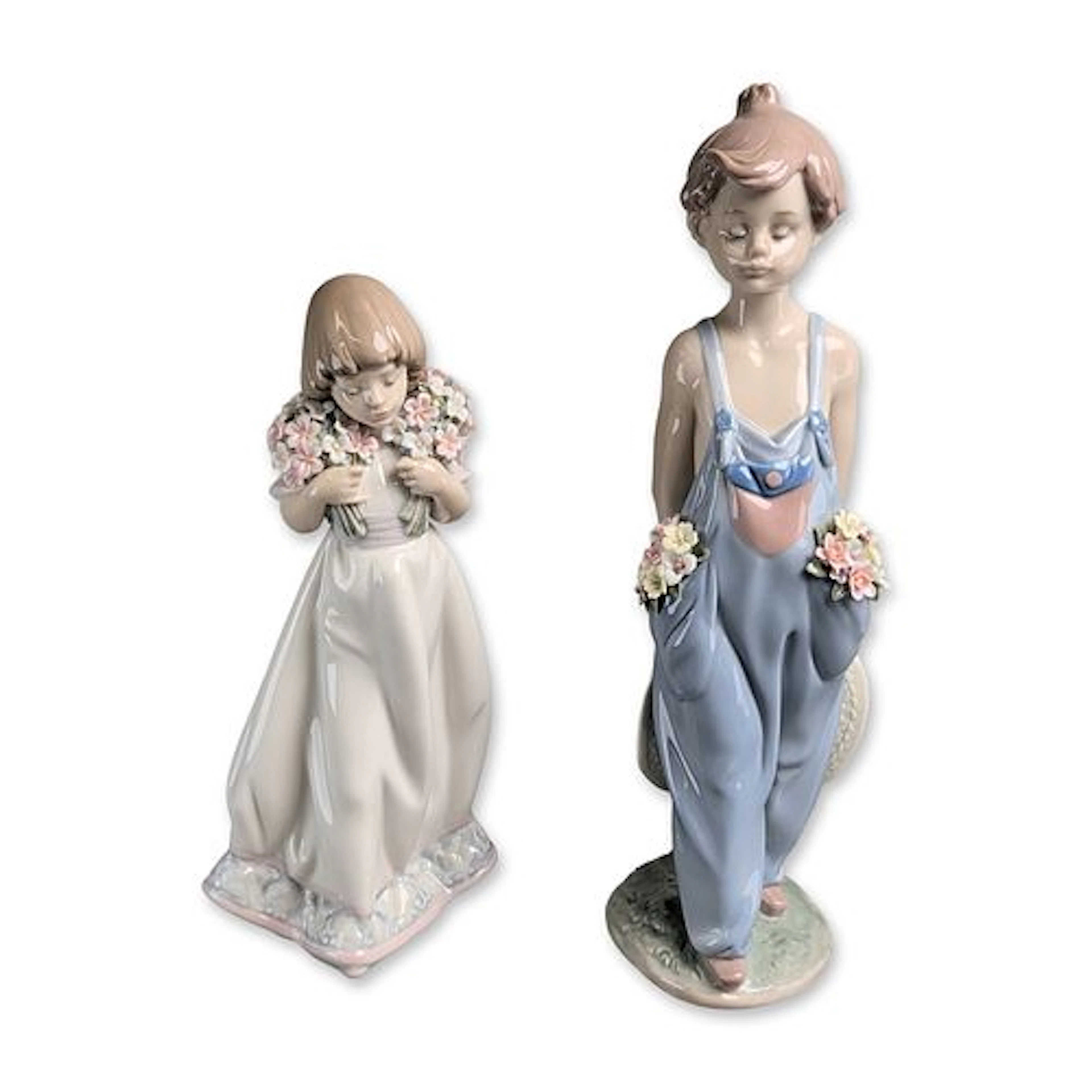2pc Lladro Porcelain Figurines, Pocket Full of Wisher 01007650 & Spring