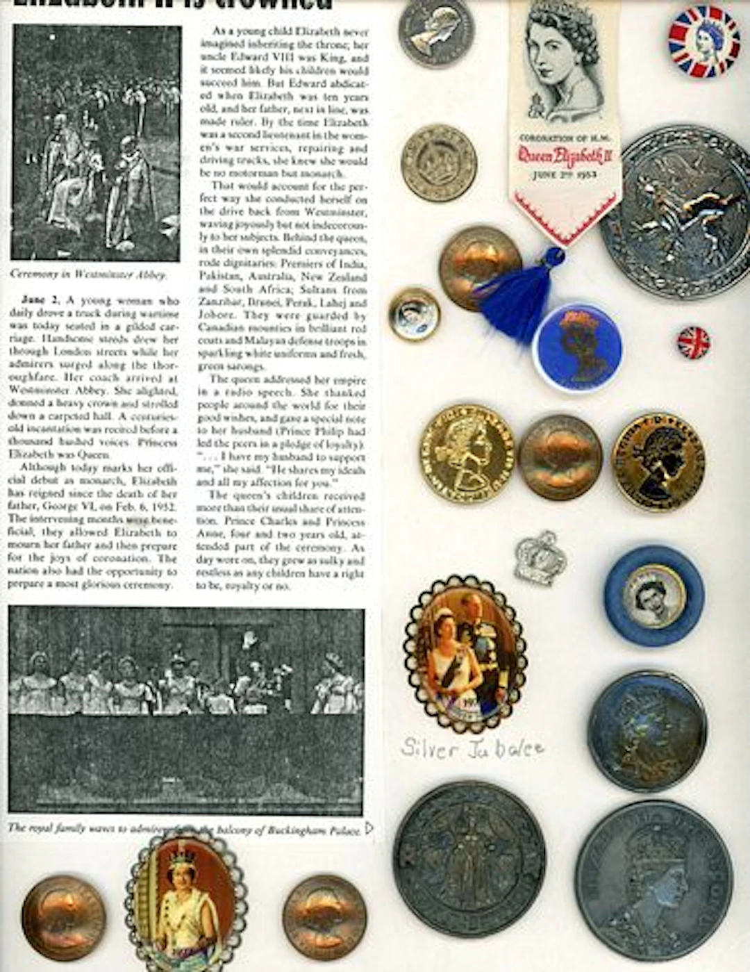 A CARD OF DIVISION THREE QUEEN ELIZABETH BUTTONS