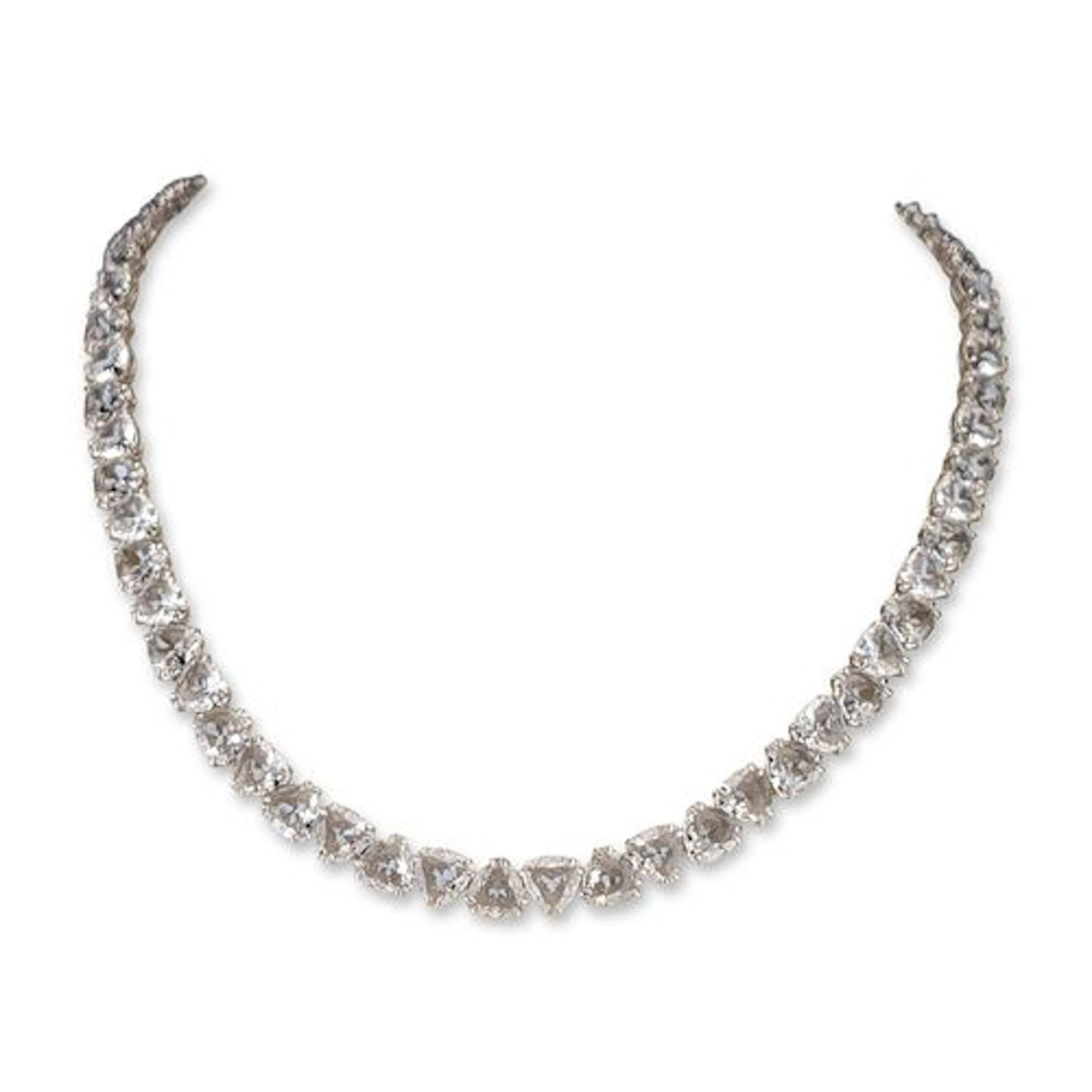 Swarovski Rhodium-Plated Trillion-Cut Crystal Tennis Necklace