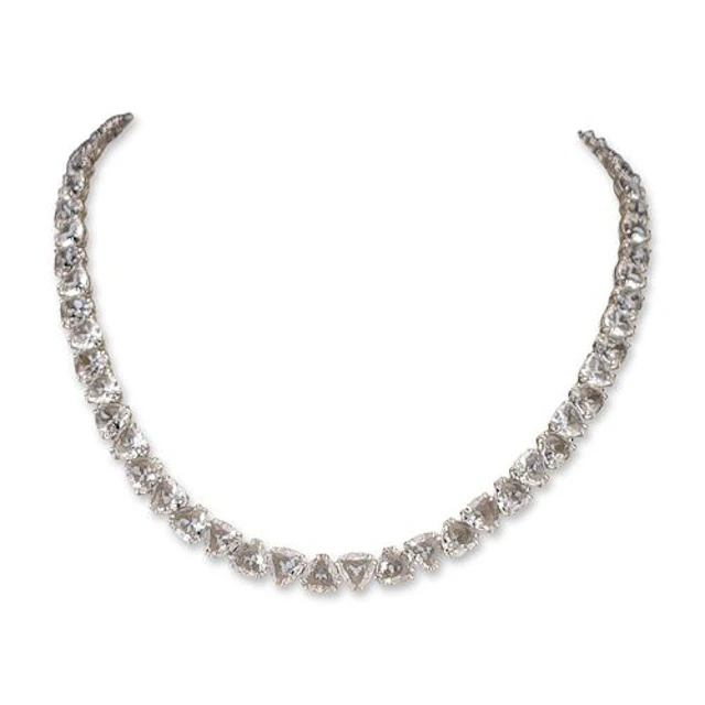 Swarovski Rhodium-Plated Trillion-Cut Crystal Tennis Necklace