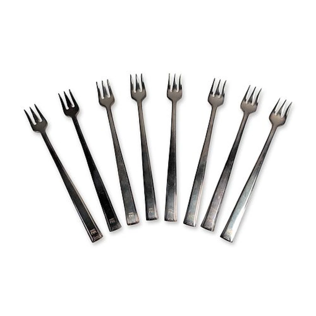 8pc Mid-Century Silverplate Moore-McCormack Lines Canape Forks