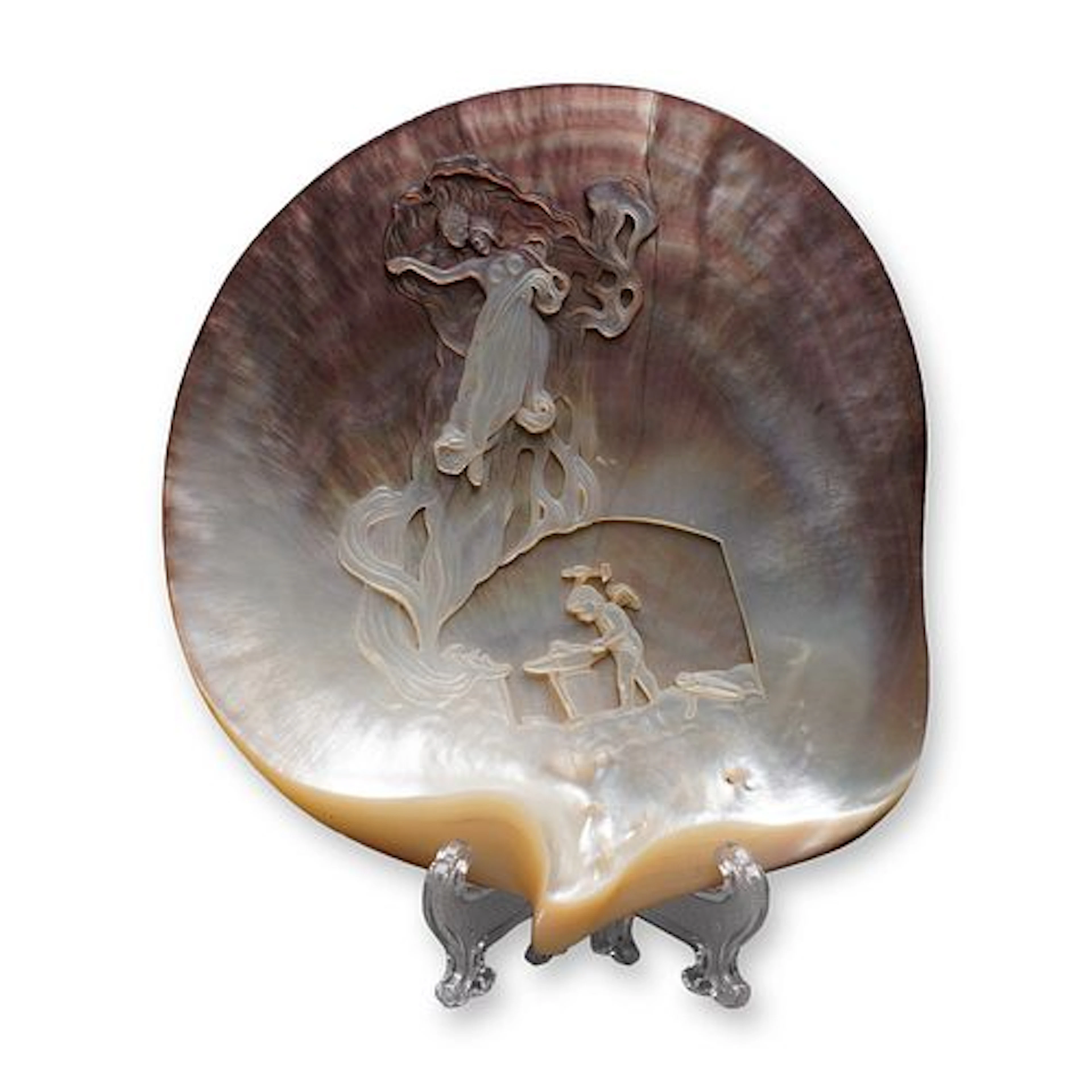 Carved Mother of Pearl Shell Cupids Forge Italian