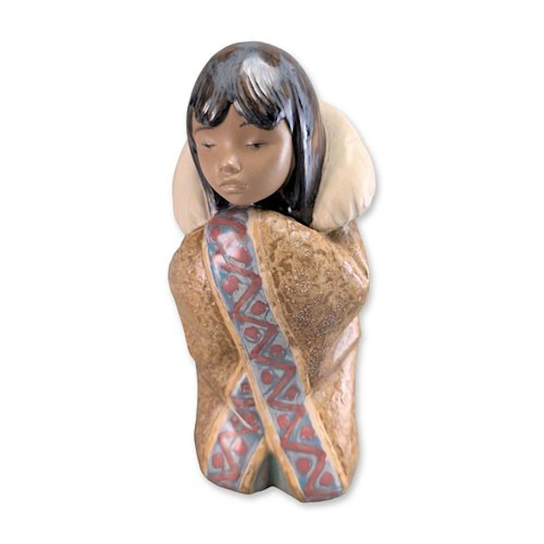 Lladro Spain Gres Arctic Winter Girl Figurine, Model 2156