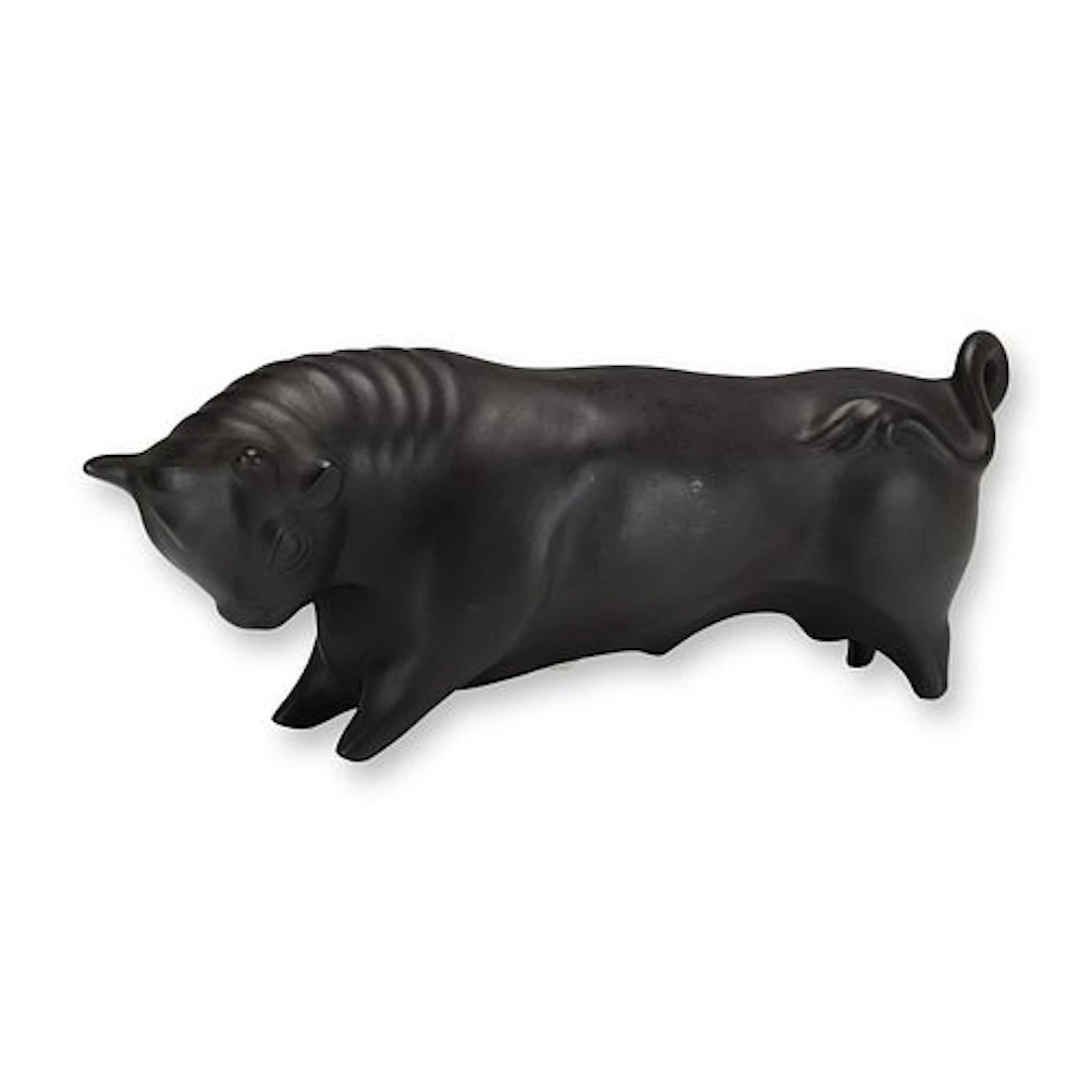 Wedgwood by Arnold Machin Black Basalt Taurus the Bull Figurine