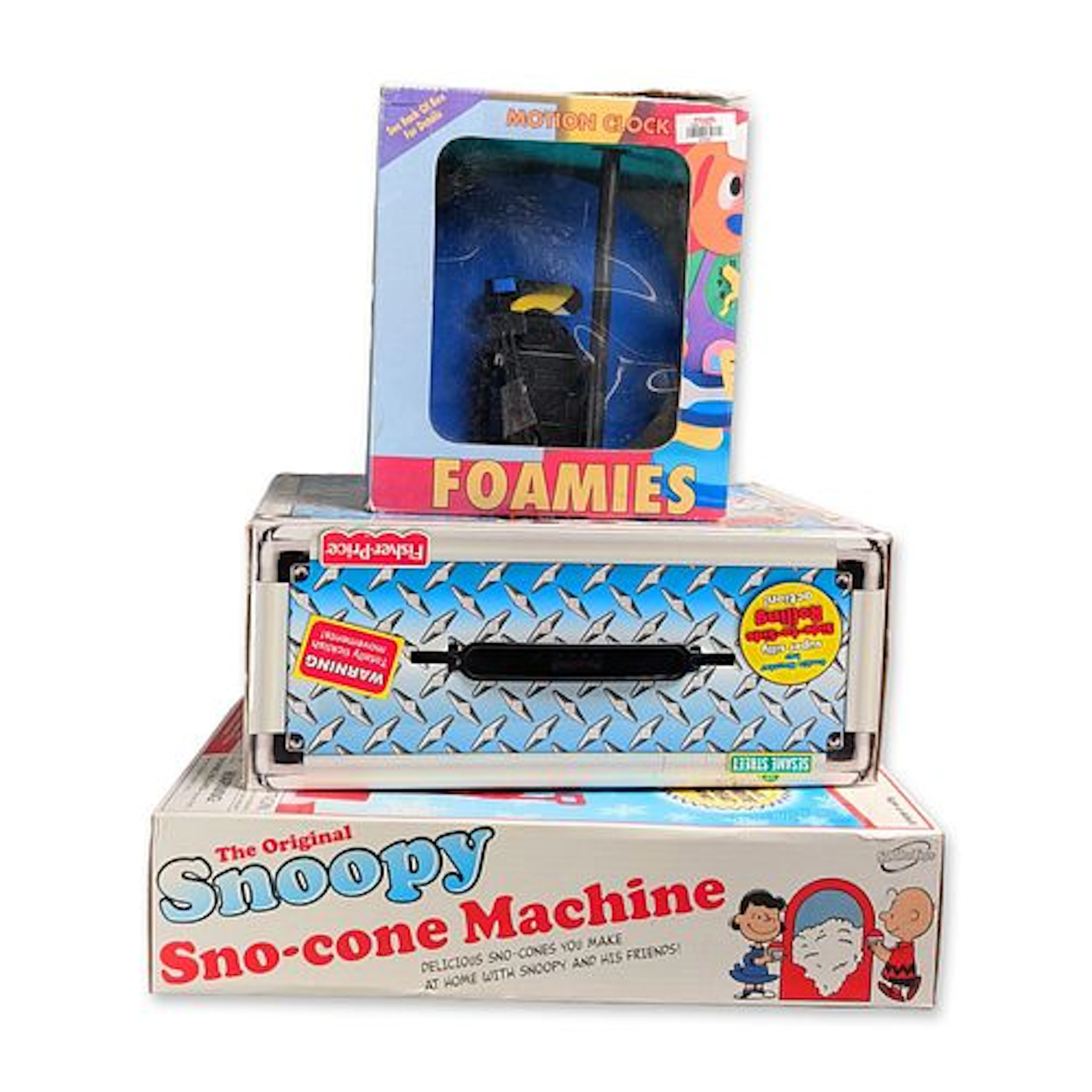 3pc Sababa Toys Snoopy Sno-Cone Machine and Fisher-Price Cookie Monster Trio