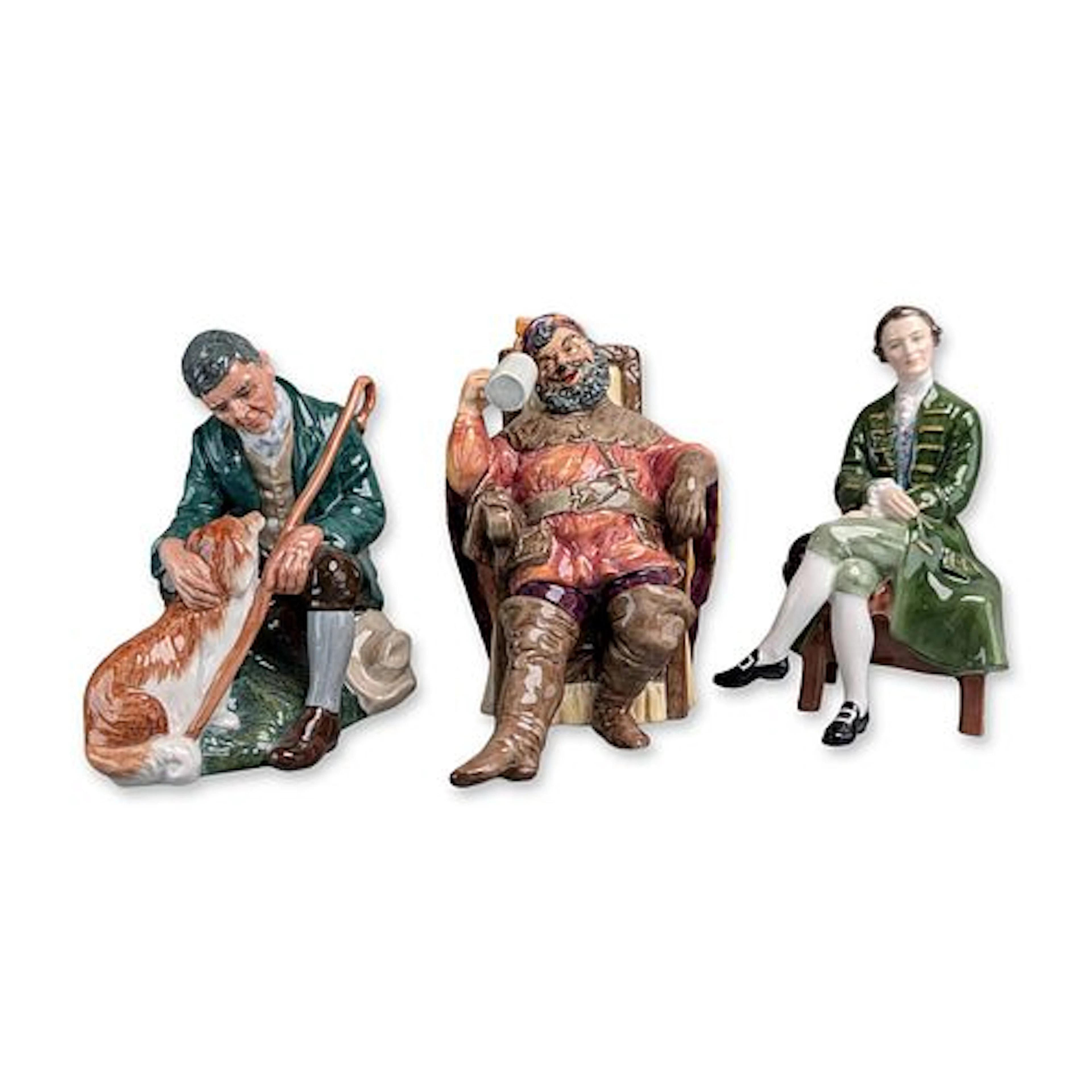 3pc Royal Doulton Porcelain Figurines, The Master, The Foaming Quart