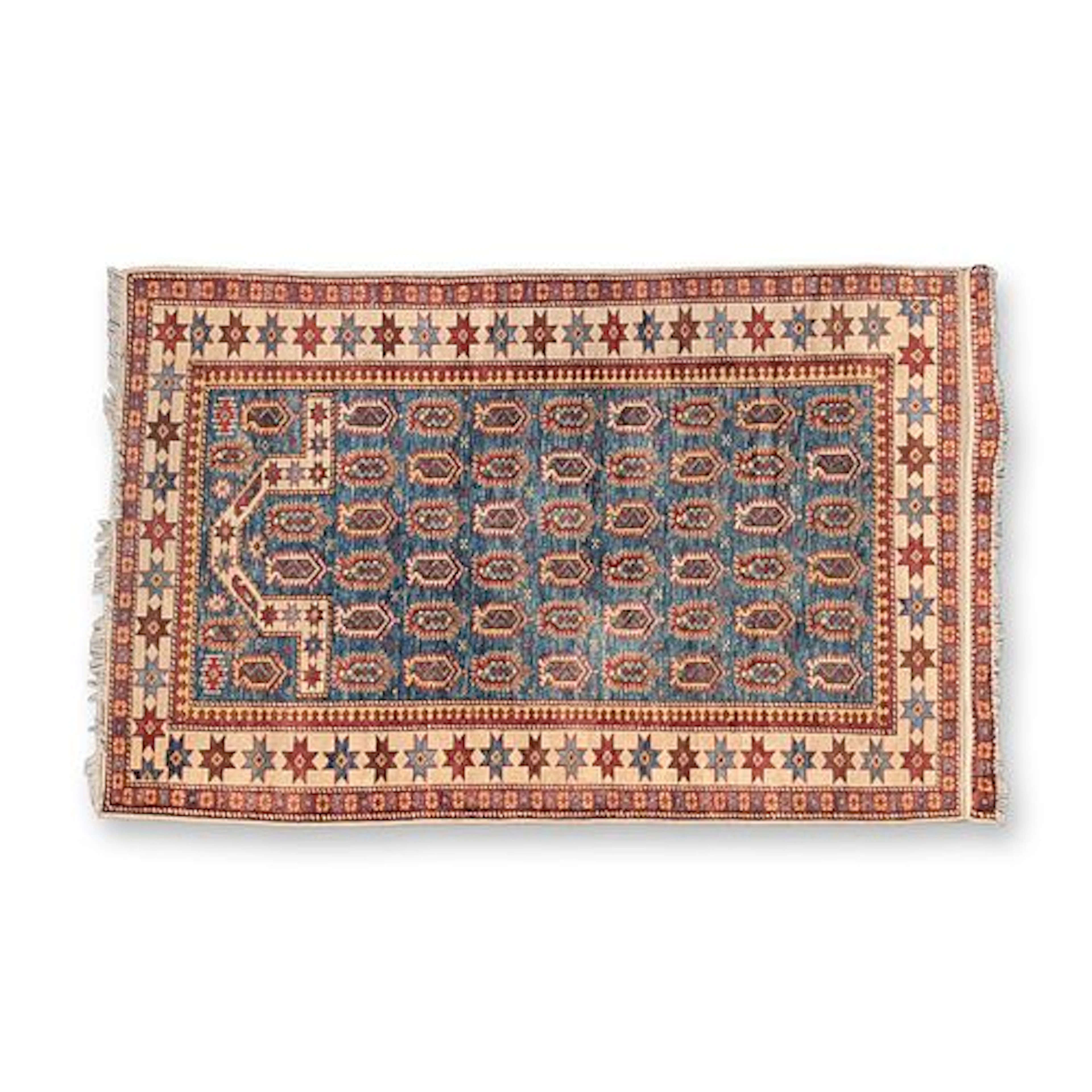 Hand Knotted Wool Prayer Rug With Boteh Design