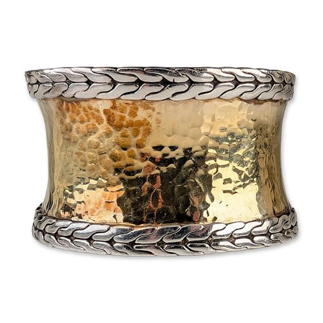 John Hardy Two Tone 22K Gold and Sterling Silver Classic Chain Cuff Bracelet