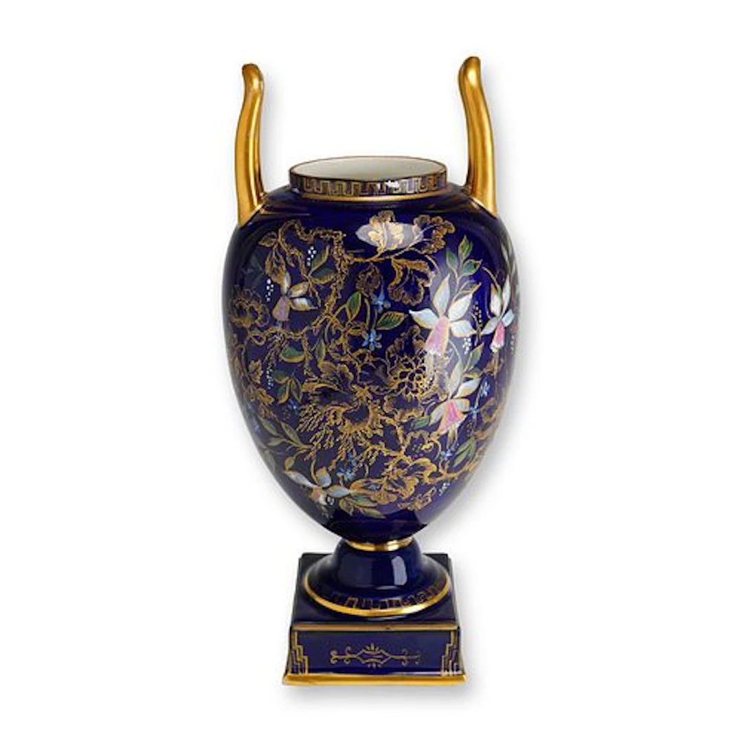 Wedgwood Cobalt Blue and Gilt Hand-Painted Porcelain Pedestal Vase, circa 1880