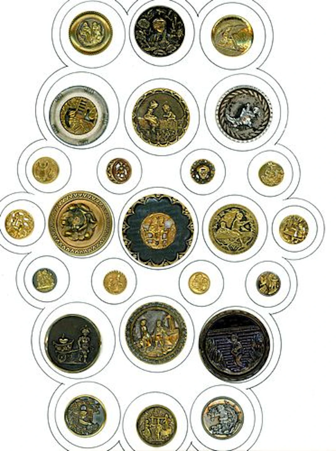 A CARD OF DIVISION ONE CHILDREN BUTTONS