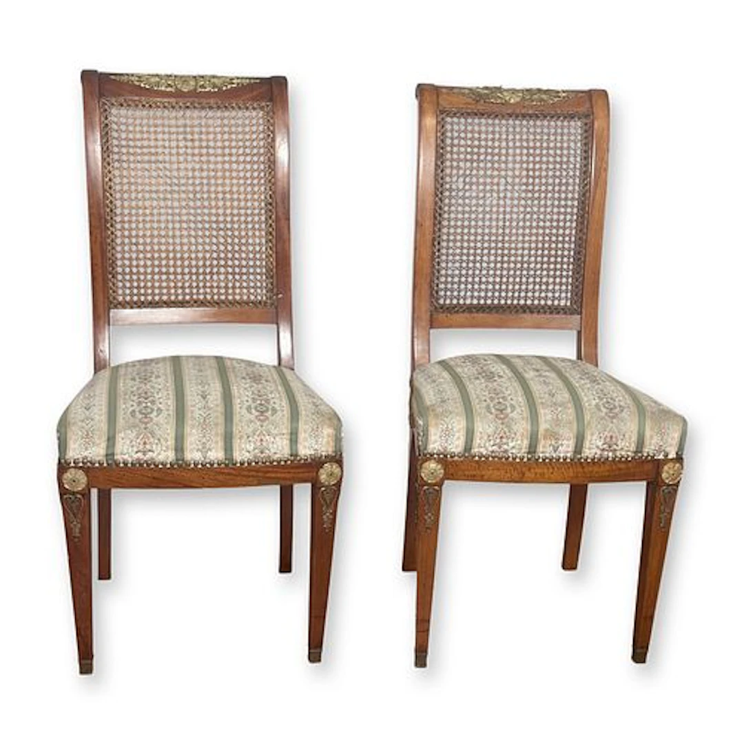 Pair of French Empire Style Side Chairs, Late 19th Century