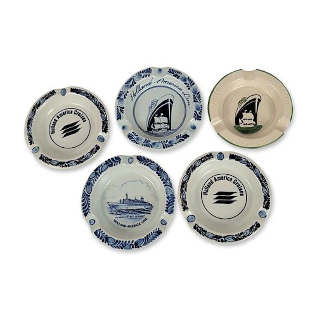 5pc Holland-America Ocean Liner Ashtrays