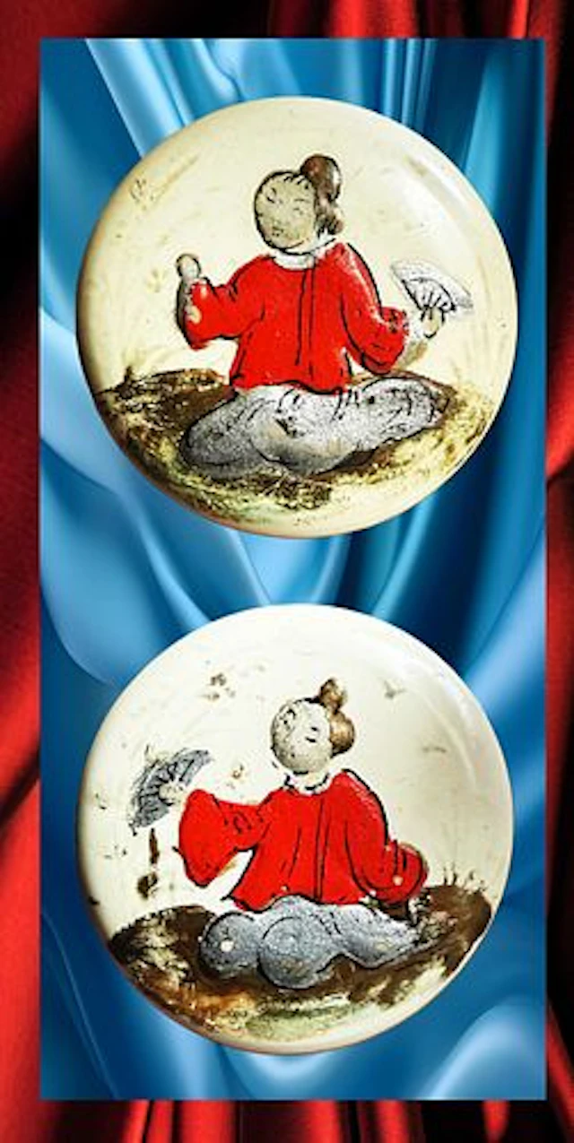 A PAIR OF DIVISION ONE CASEIN PICTORIAL BUTTONS