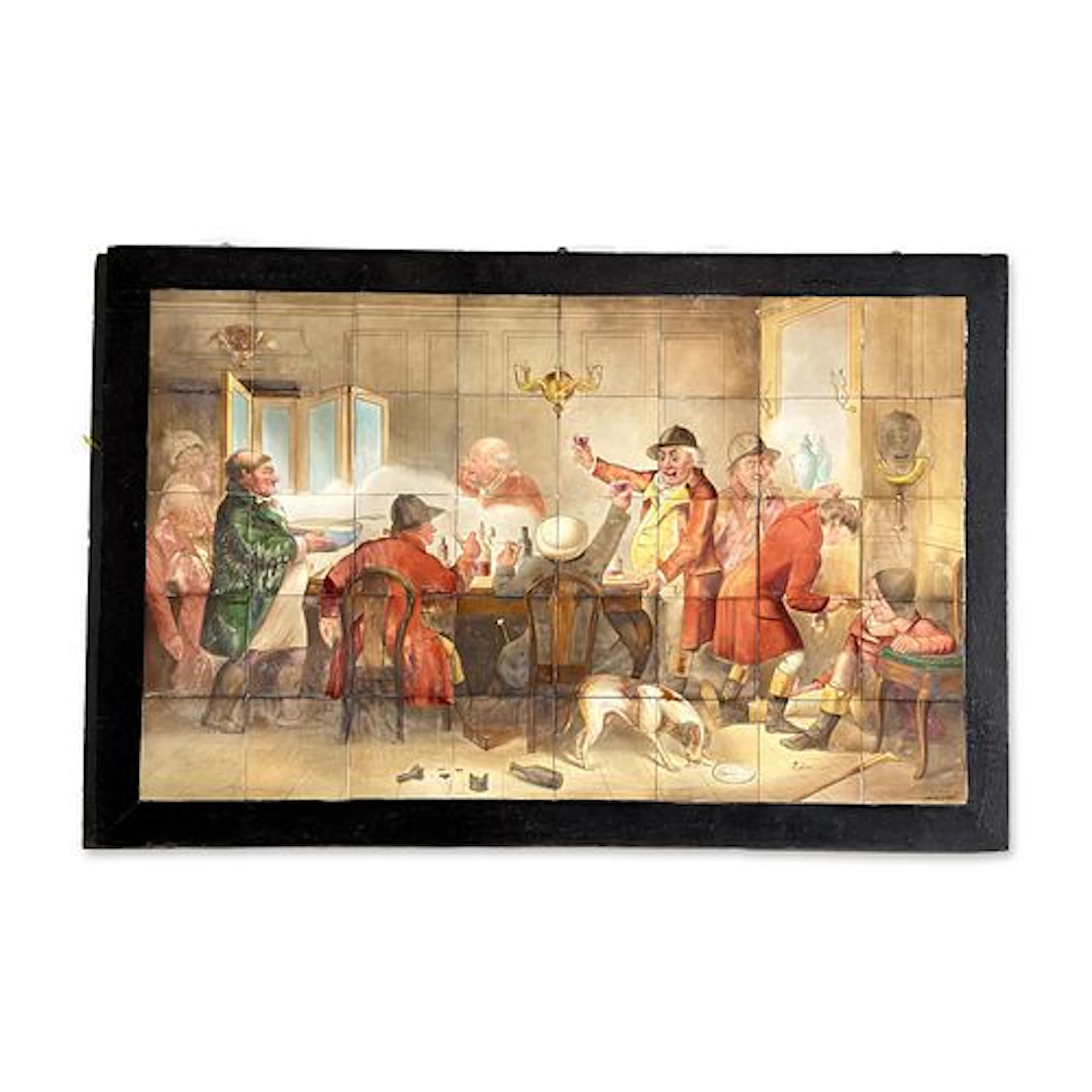 Framed Minton Hollins & Co. by W.P. Simpson Huntsmen Multi Tile Panel