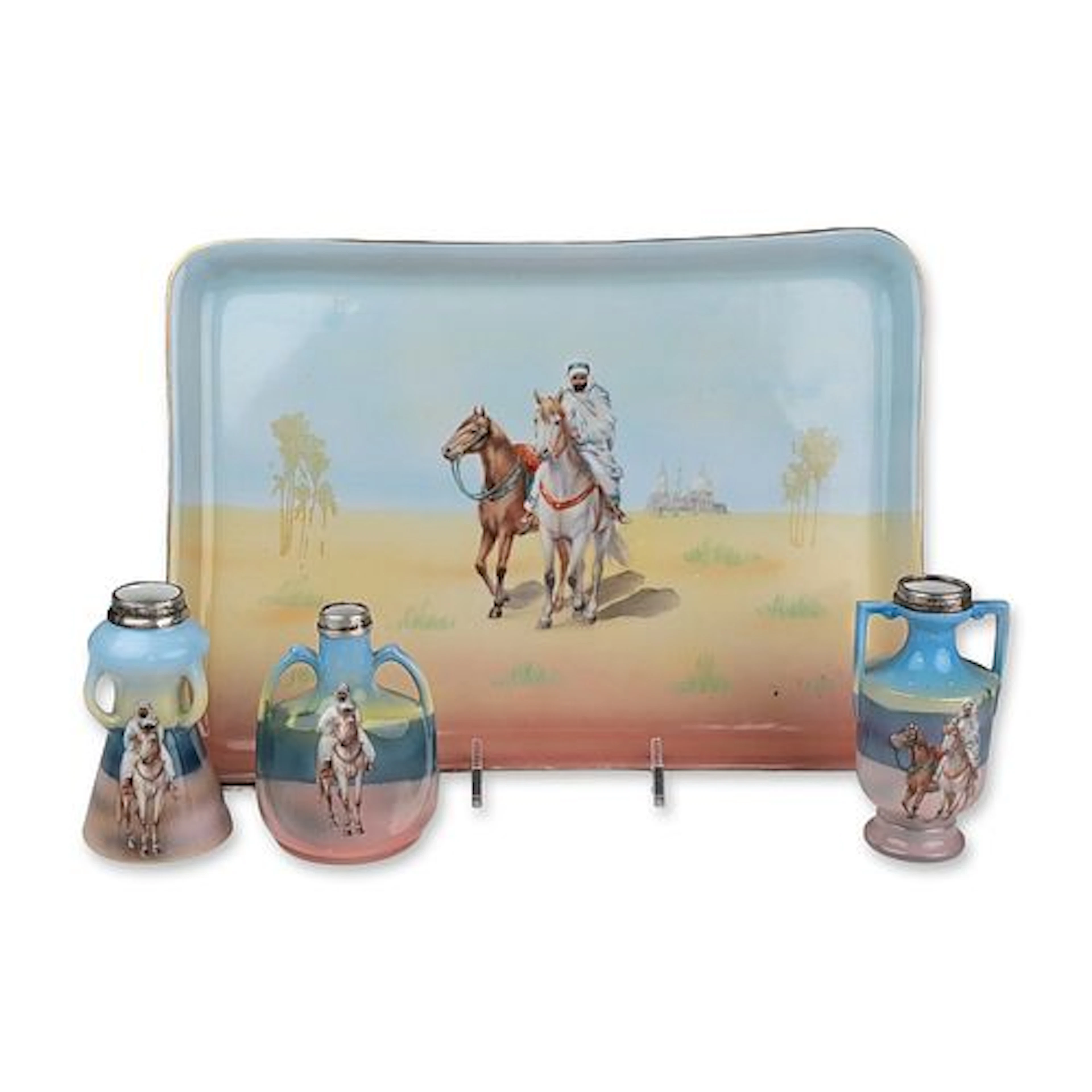4pc Royal Bayreuth Bavaria Arabian Series Porcelain Tray and Vessel Set
