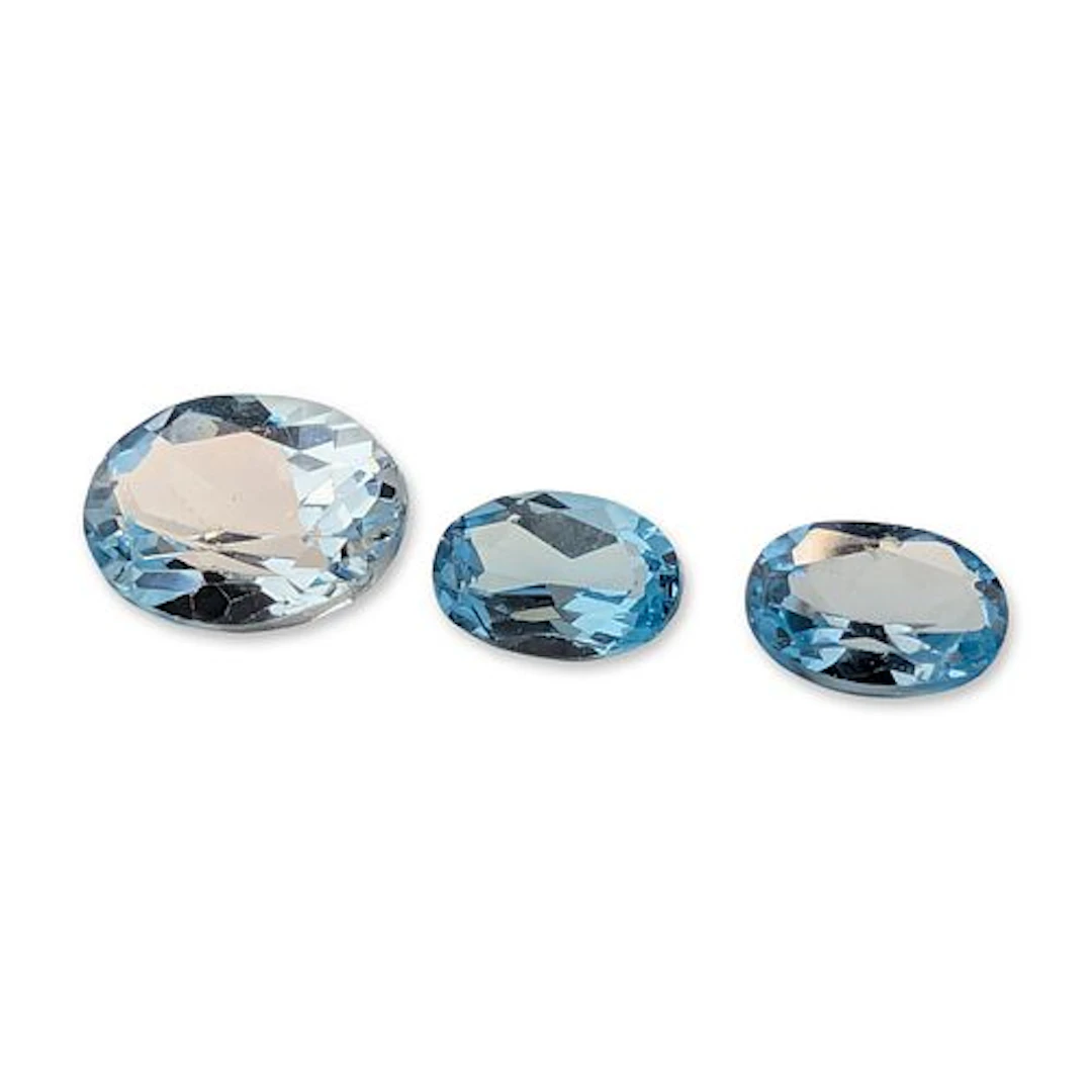 3pc Oval Cut Light Blue Topaz Gemstones