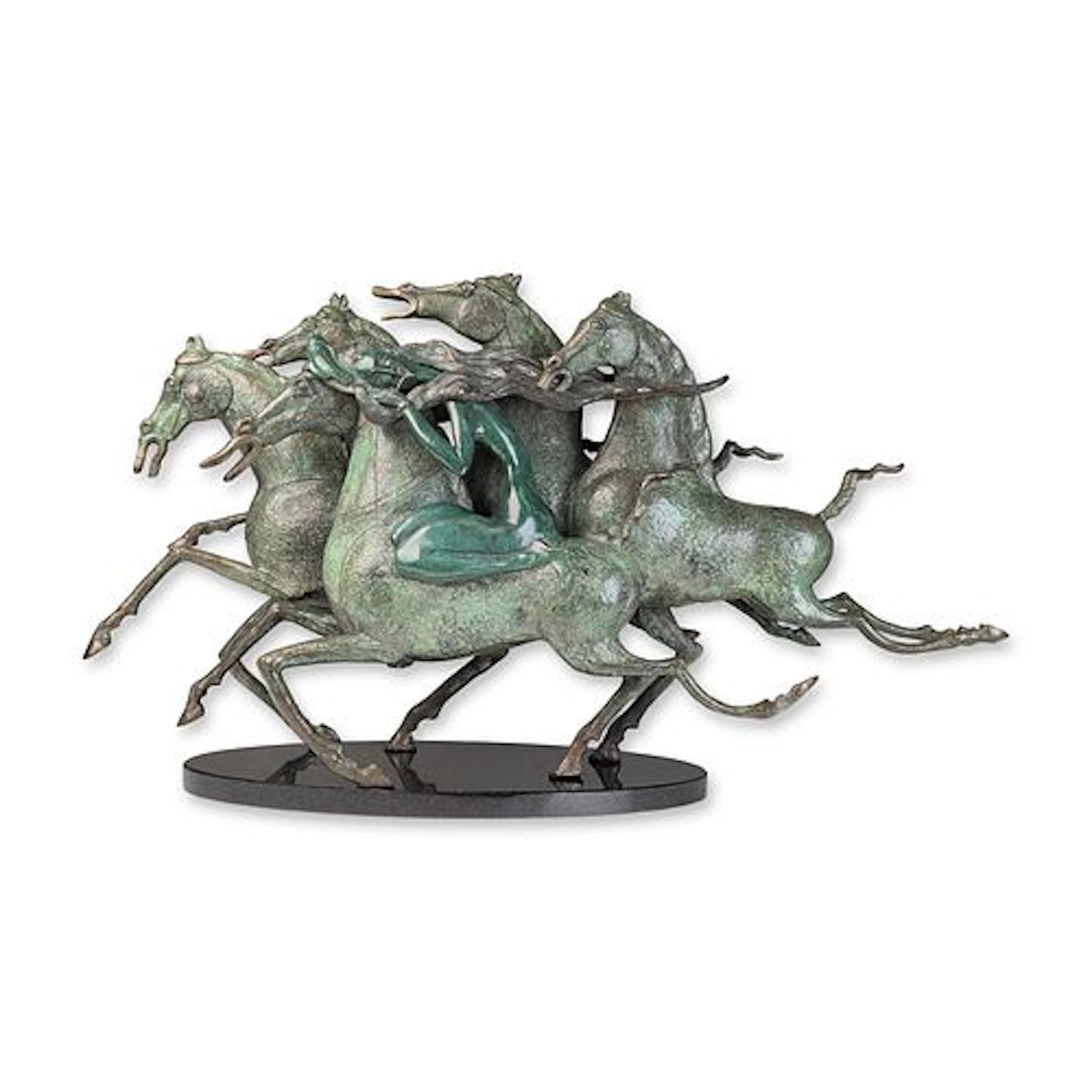 Tie-Feng Jiang (Chinese b.1938), Emerald Lady the Bronze Sculpture with Base