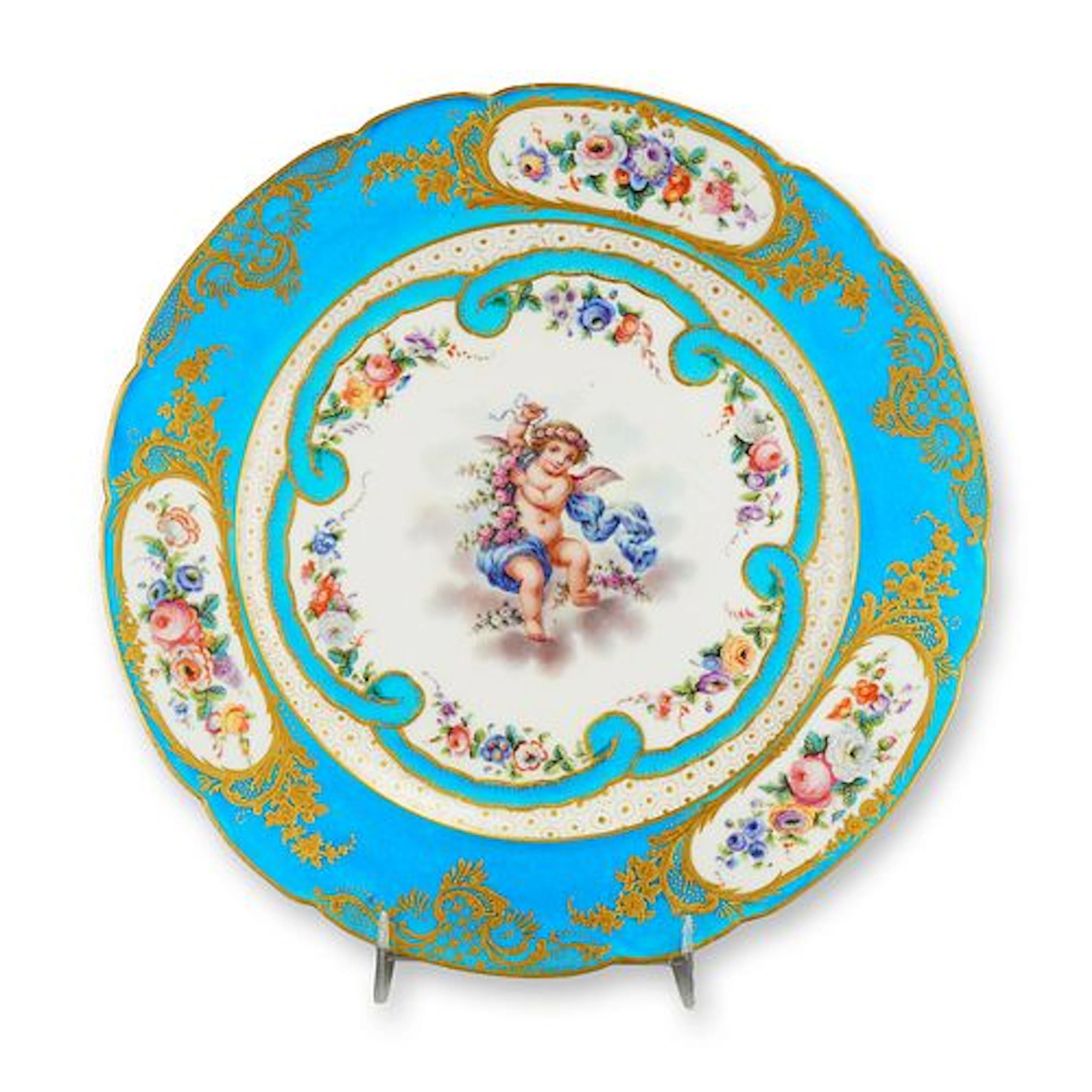 French Sevres Rococo Style Porcelain Cabinet Plate