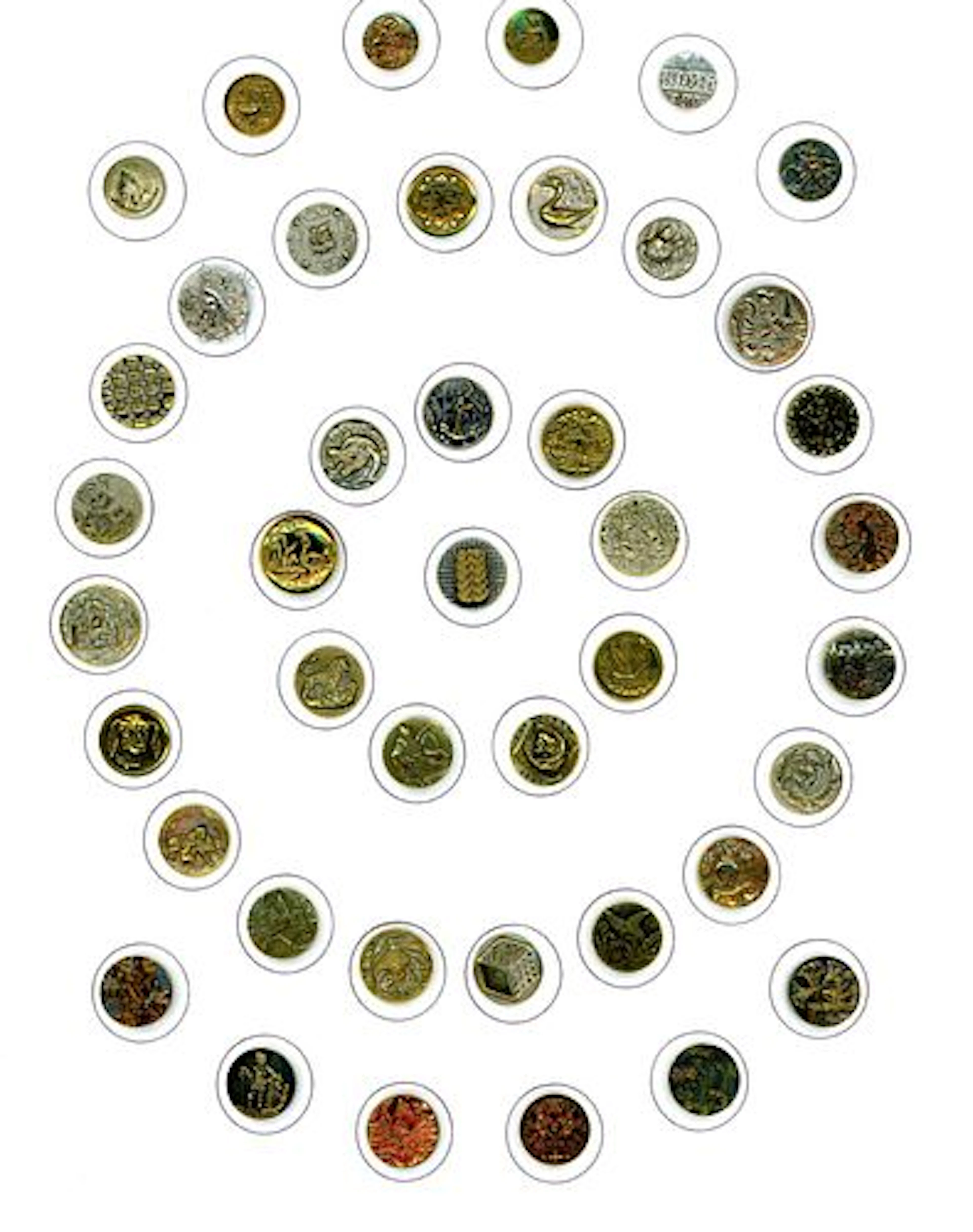 A CARD OF DIVISION ONE FRENCH TIGHT BUTTONS