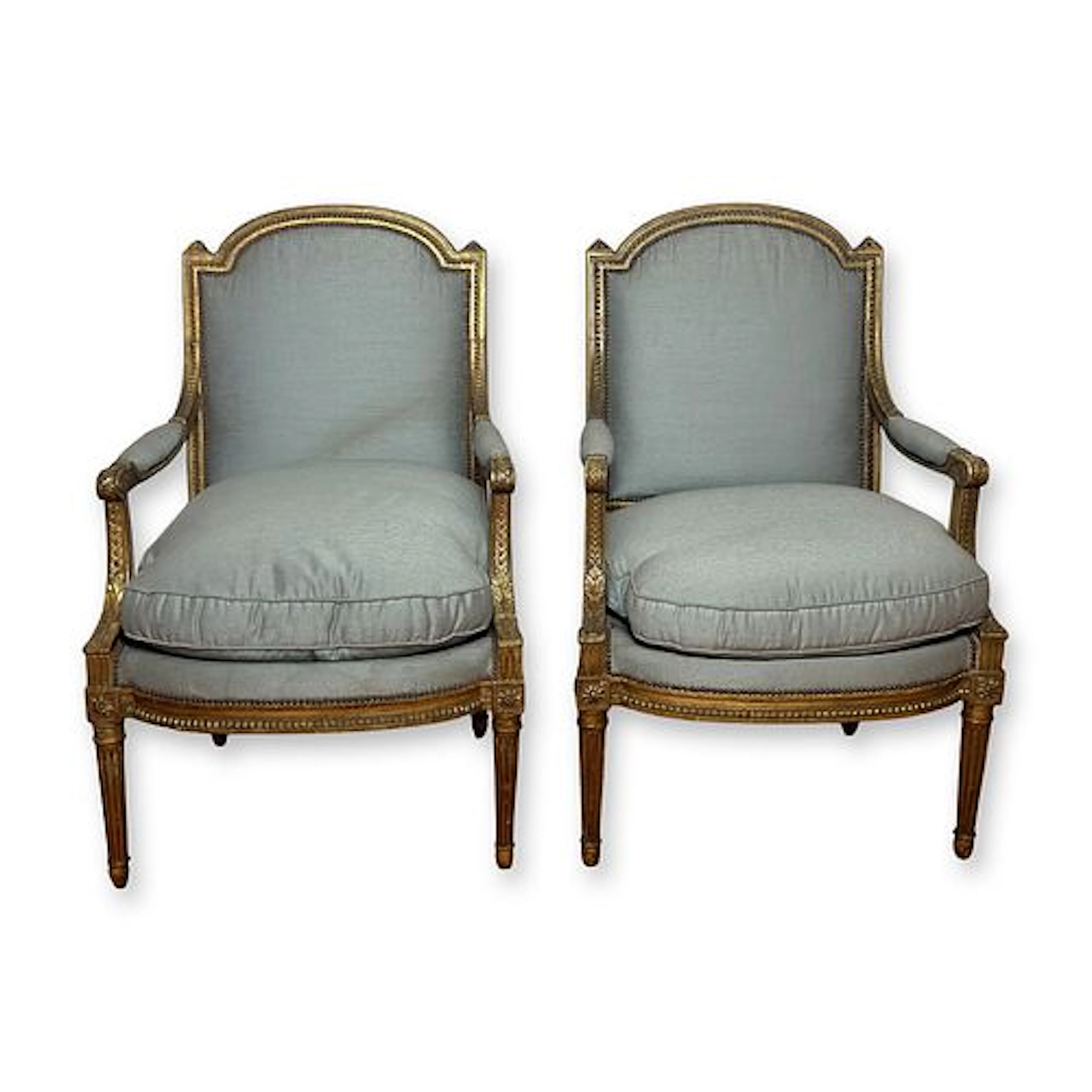 Pair of French Louis XVI Armchairs, 18th Century, Stamped J.B. Boulard