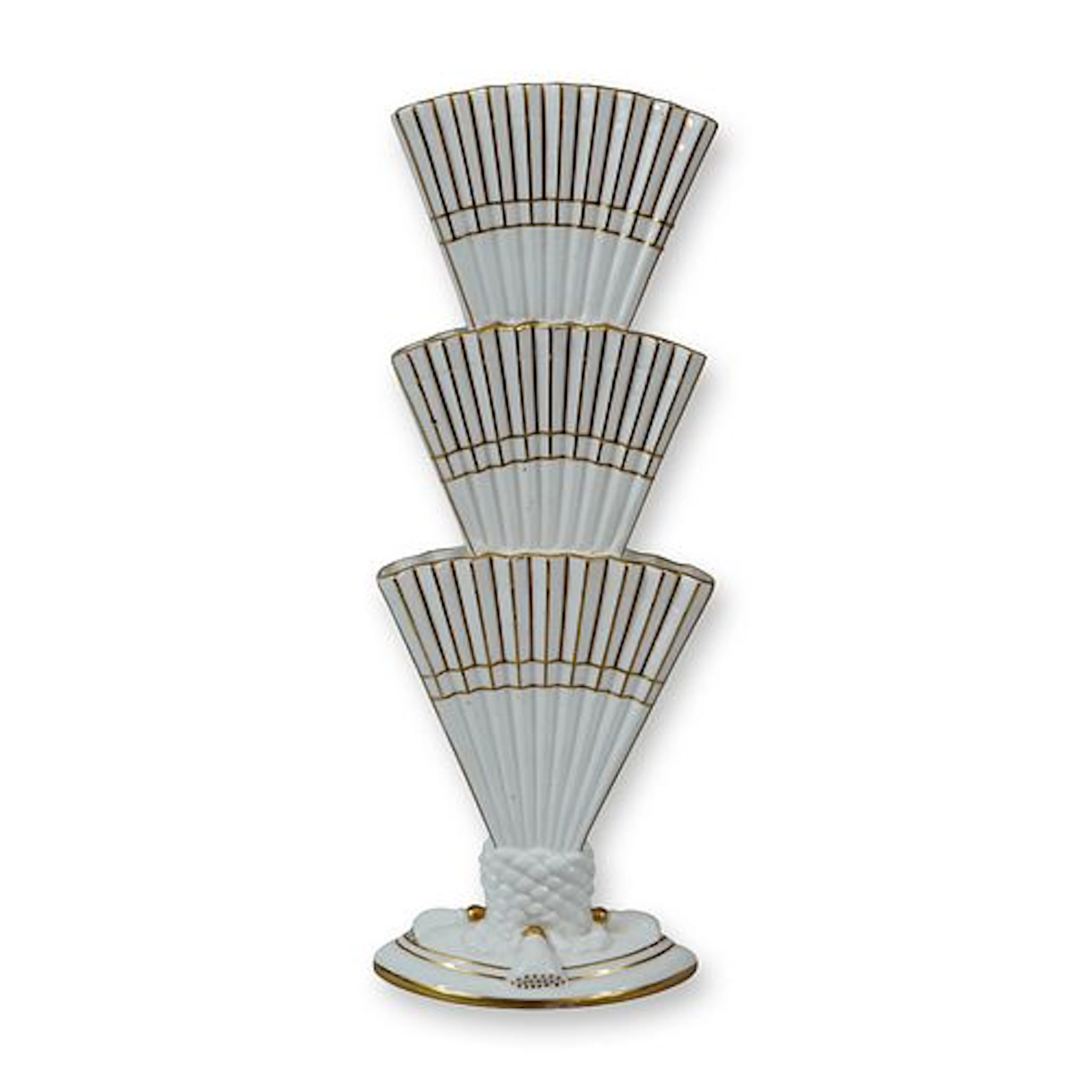 Wedgwood Gilt-Decorated Porcelain Triple Fan Vase