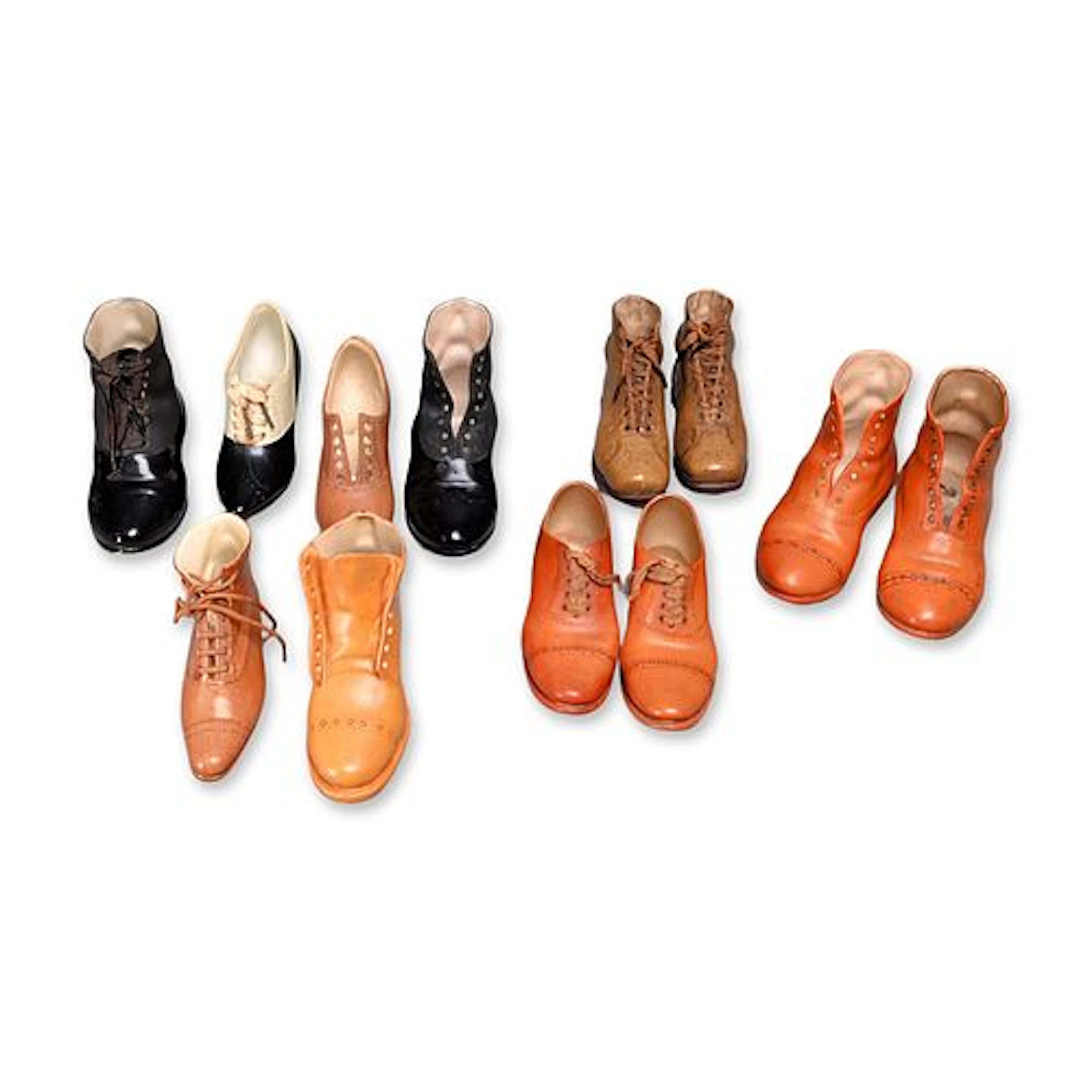 Collection of Miniature Bisque Porcelain Shoe and Boot Figurines